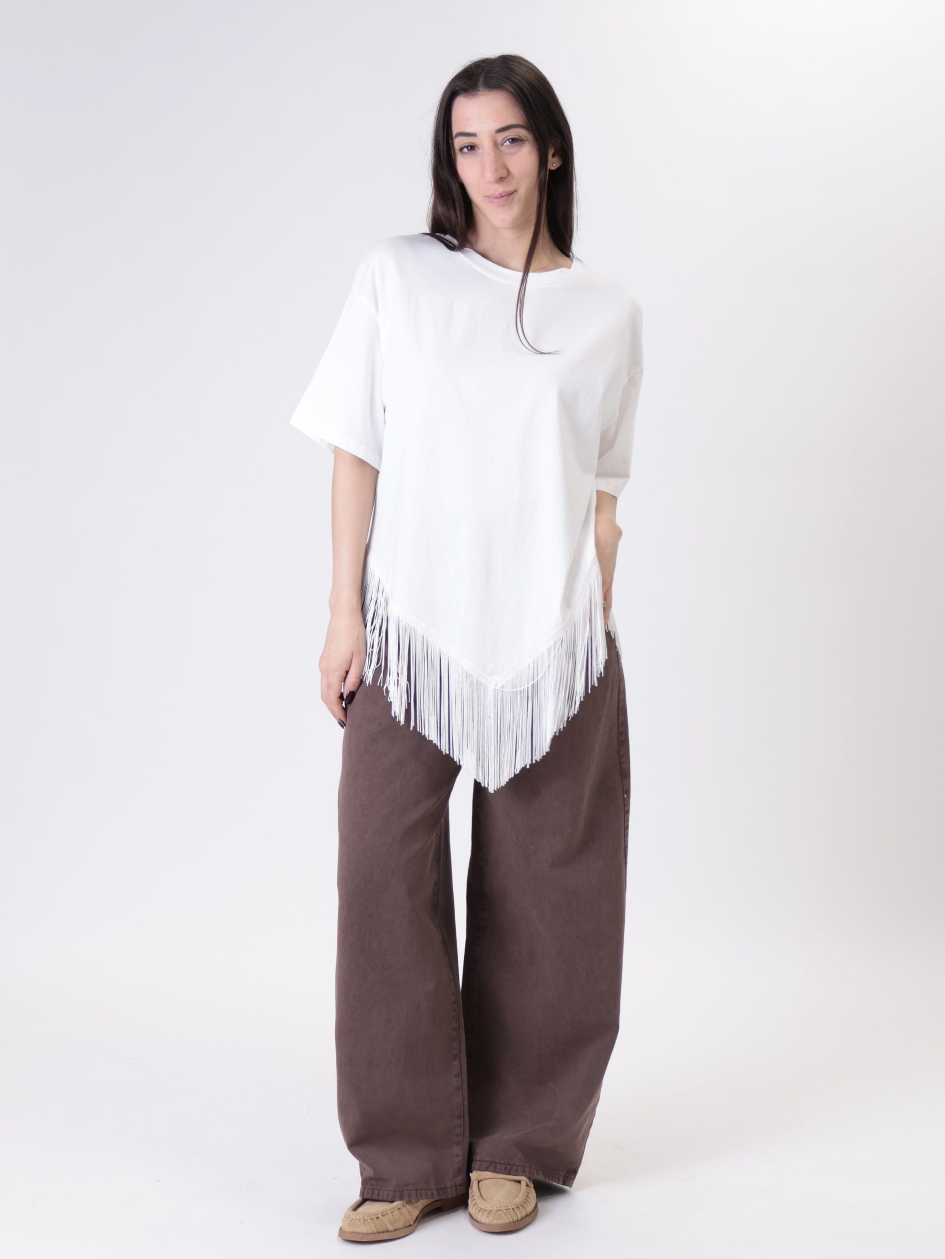 T-shirt frange latte