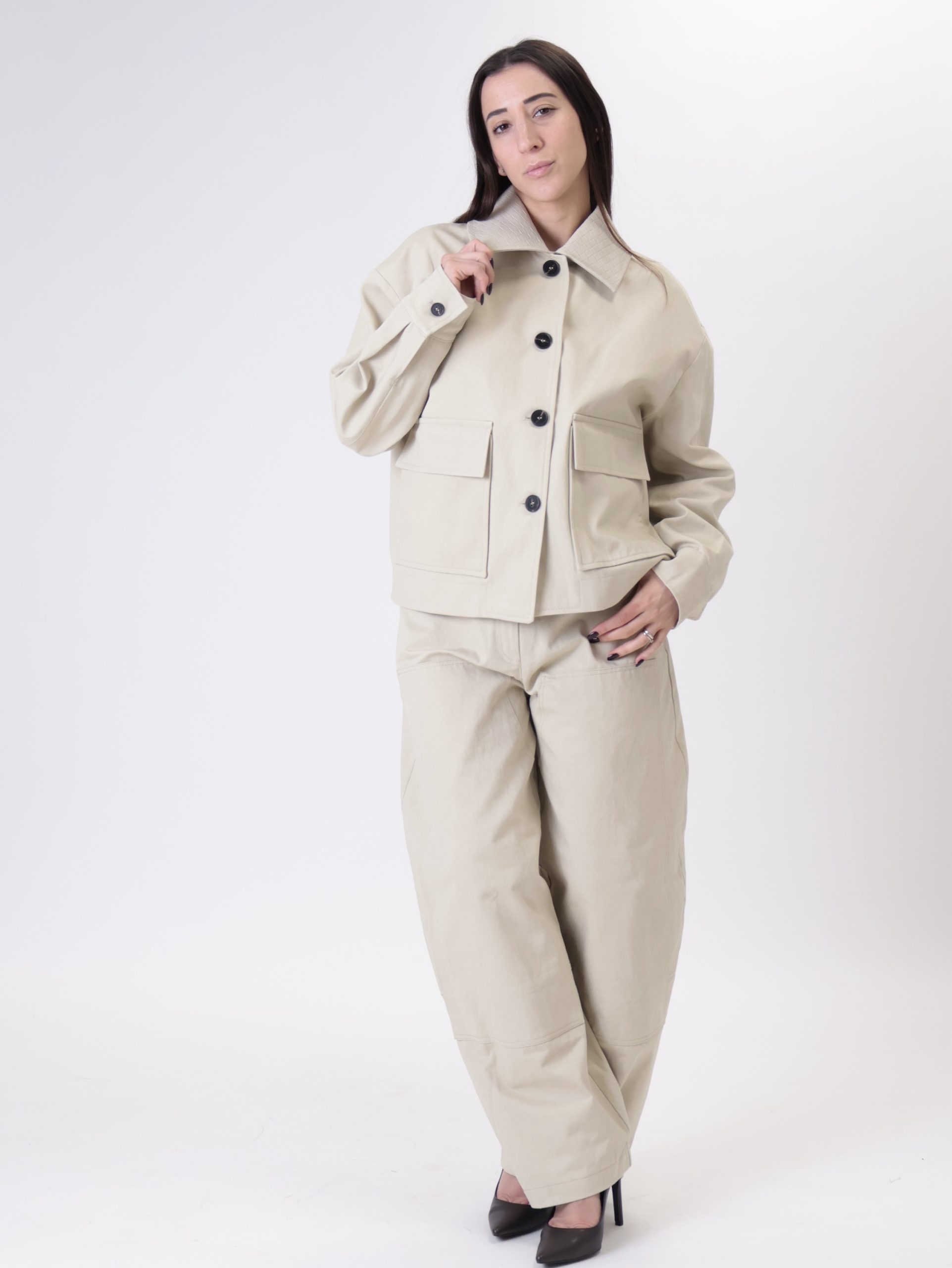 Bomber bottega colletto intrecciato latte