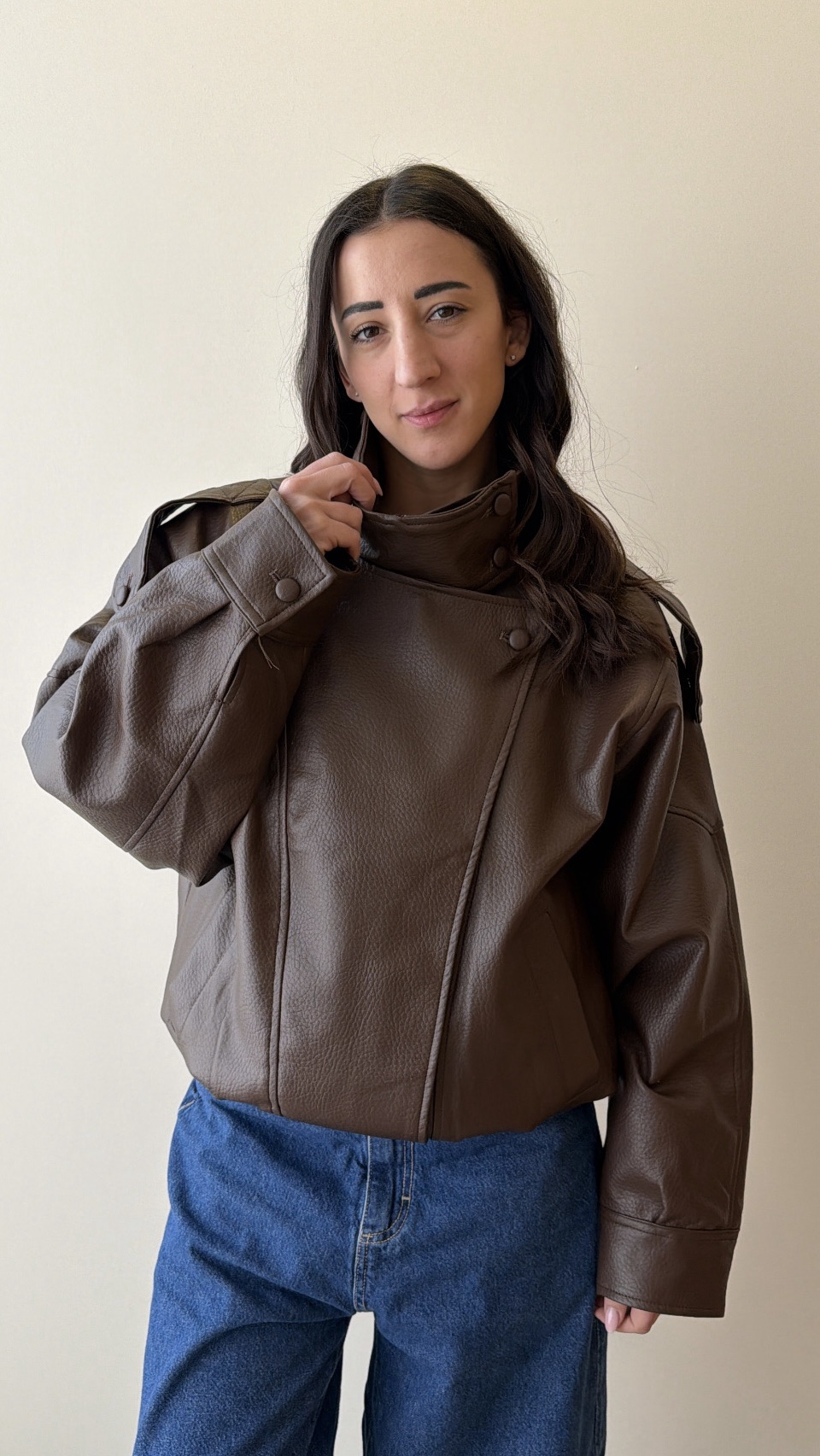 Bomber ecopelle cioccolato