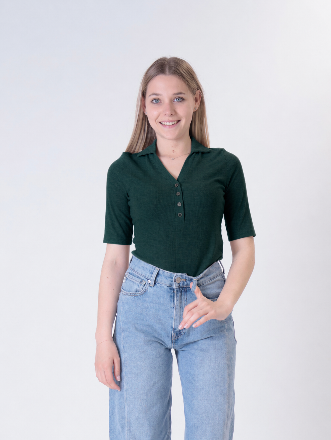 Polo serafino verde bottiglia