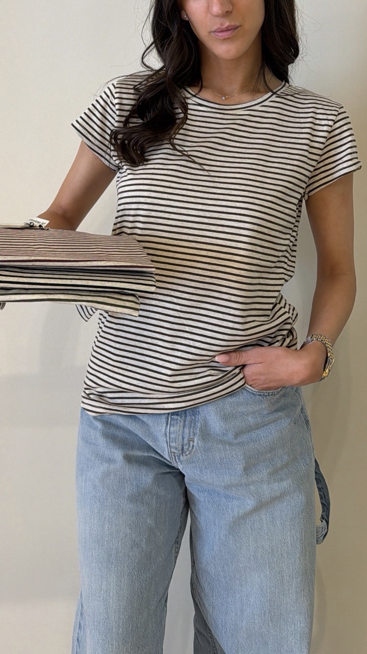 T-shirt riga misto lino
