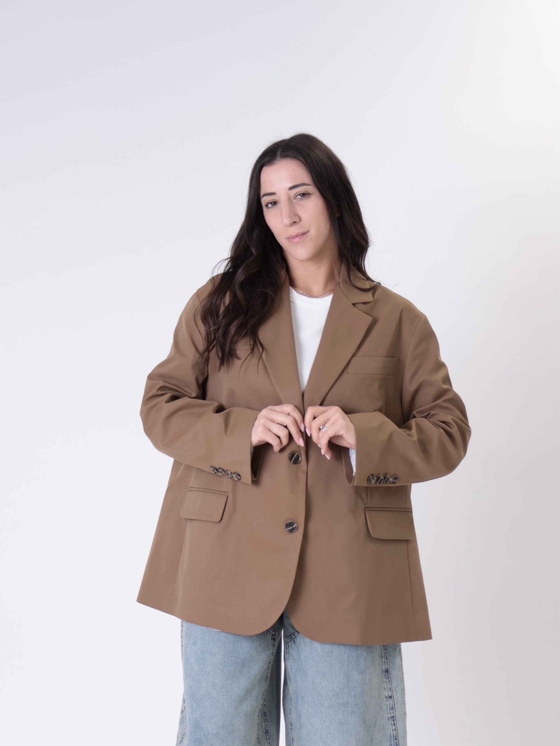 Blazer over monopetto tabacco