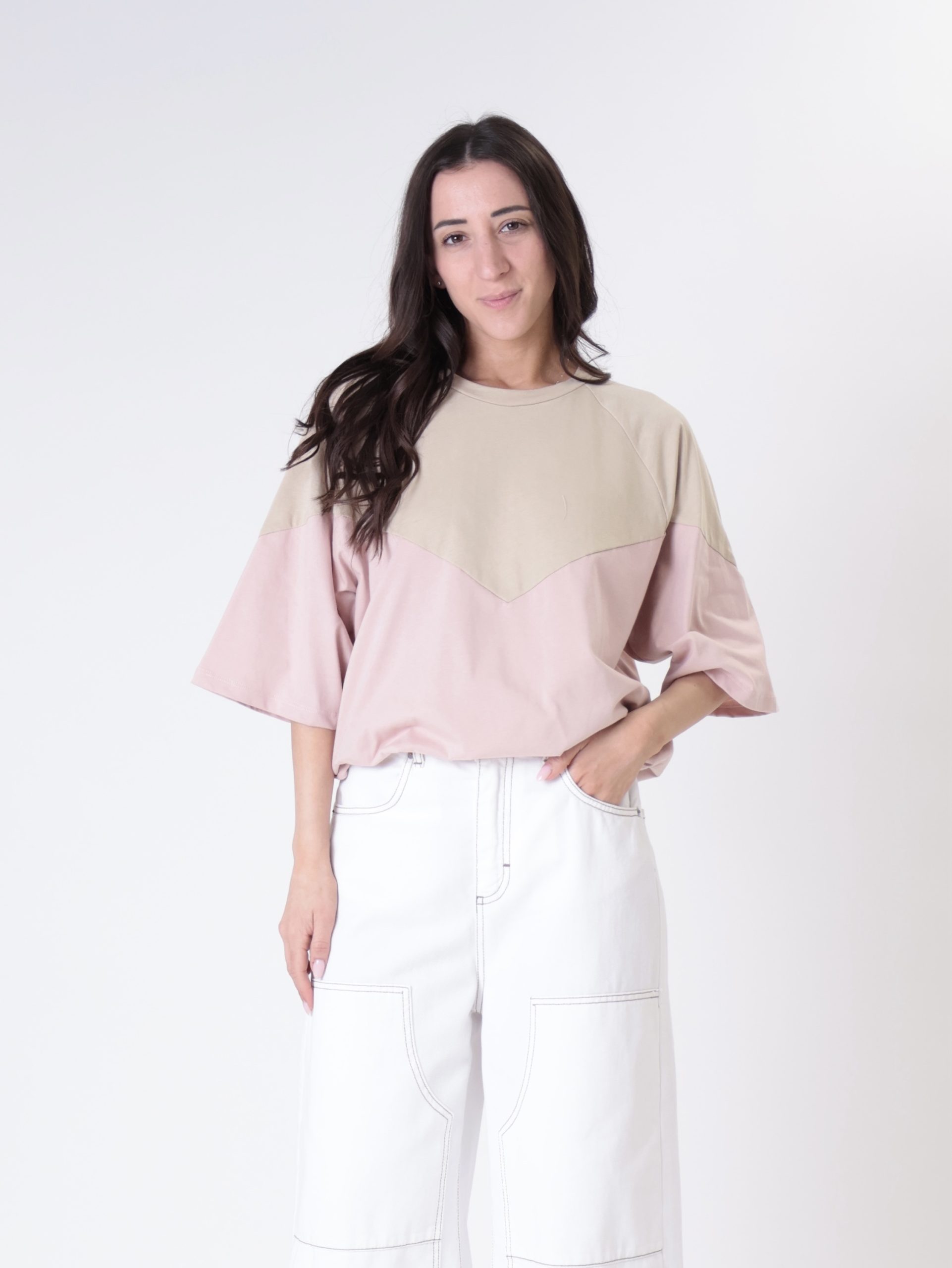 T-shirt Lory sabbia/rosa