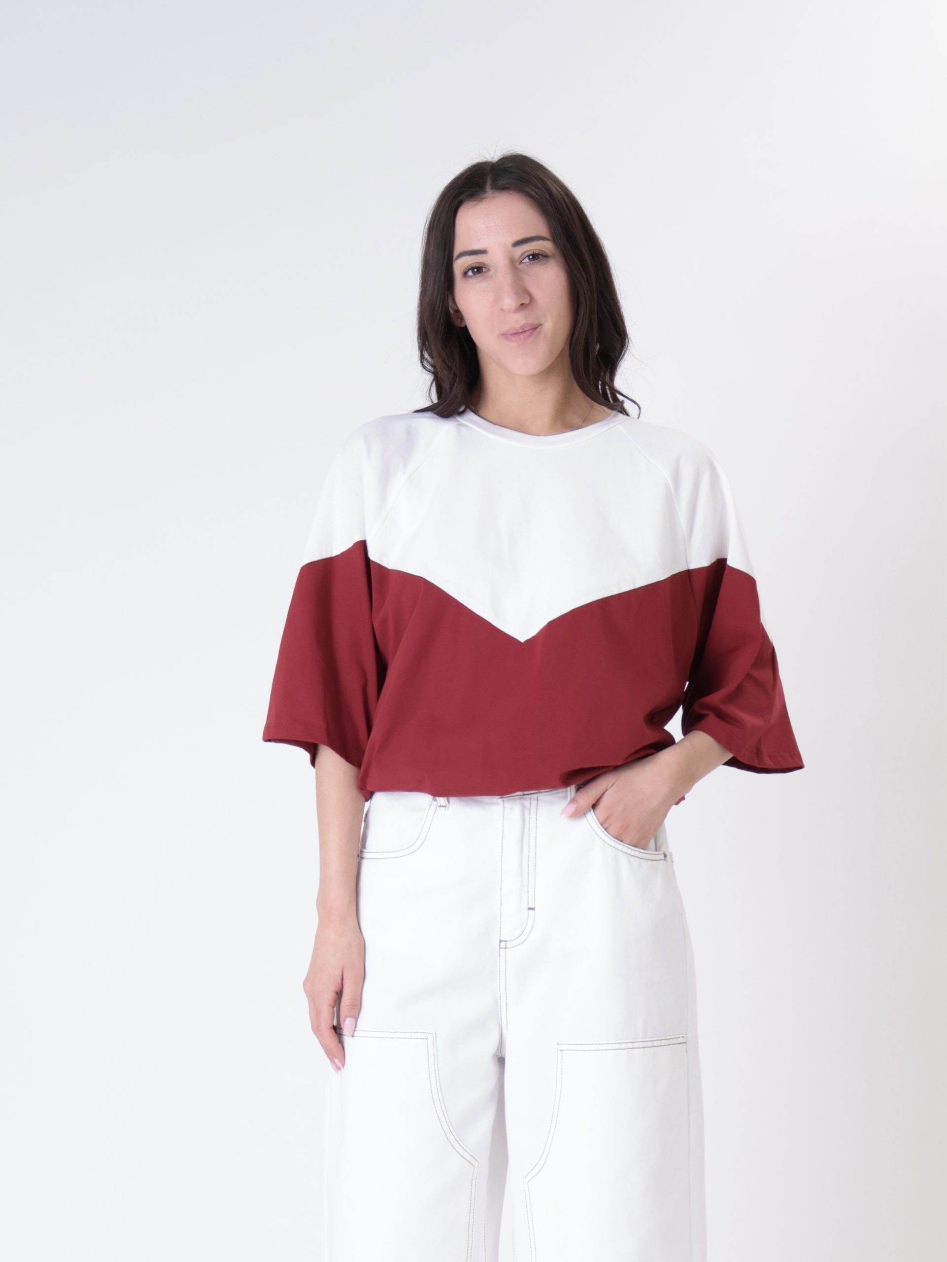 T-shirt Lory panna/rosso