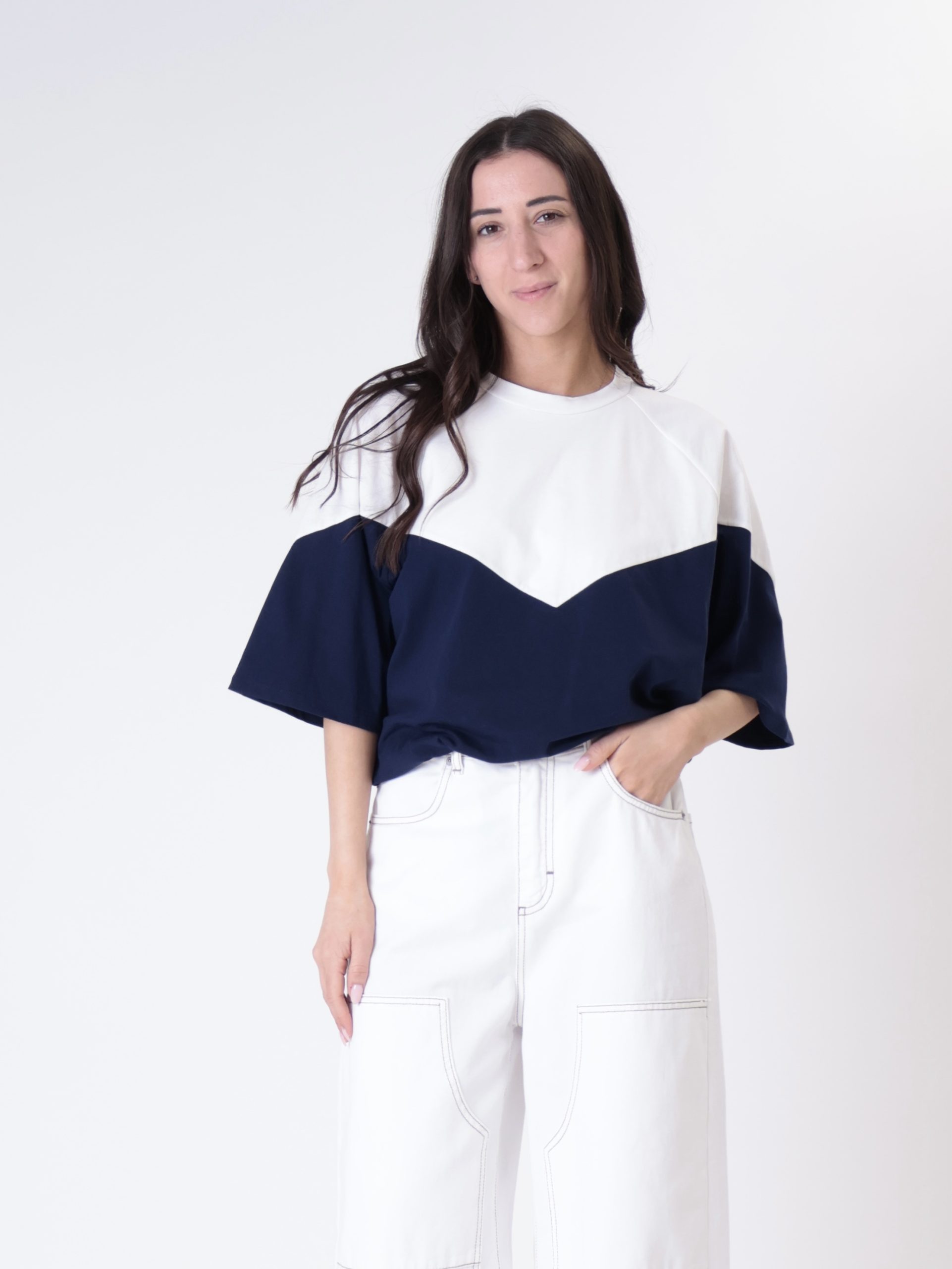 T-shirt Lory panna/ blu