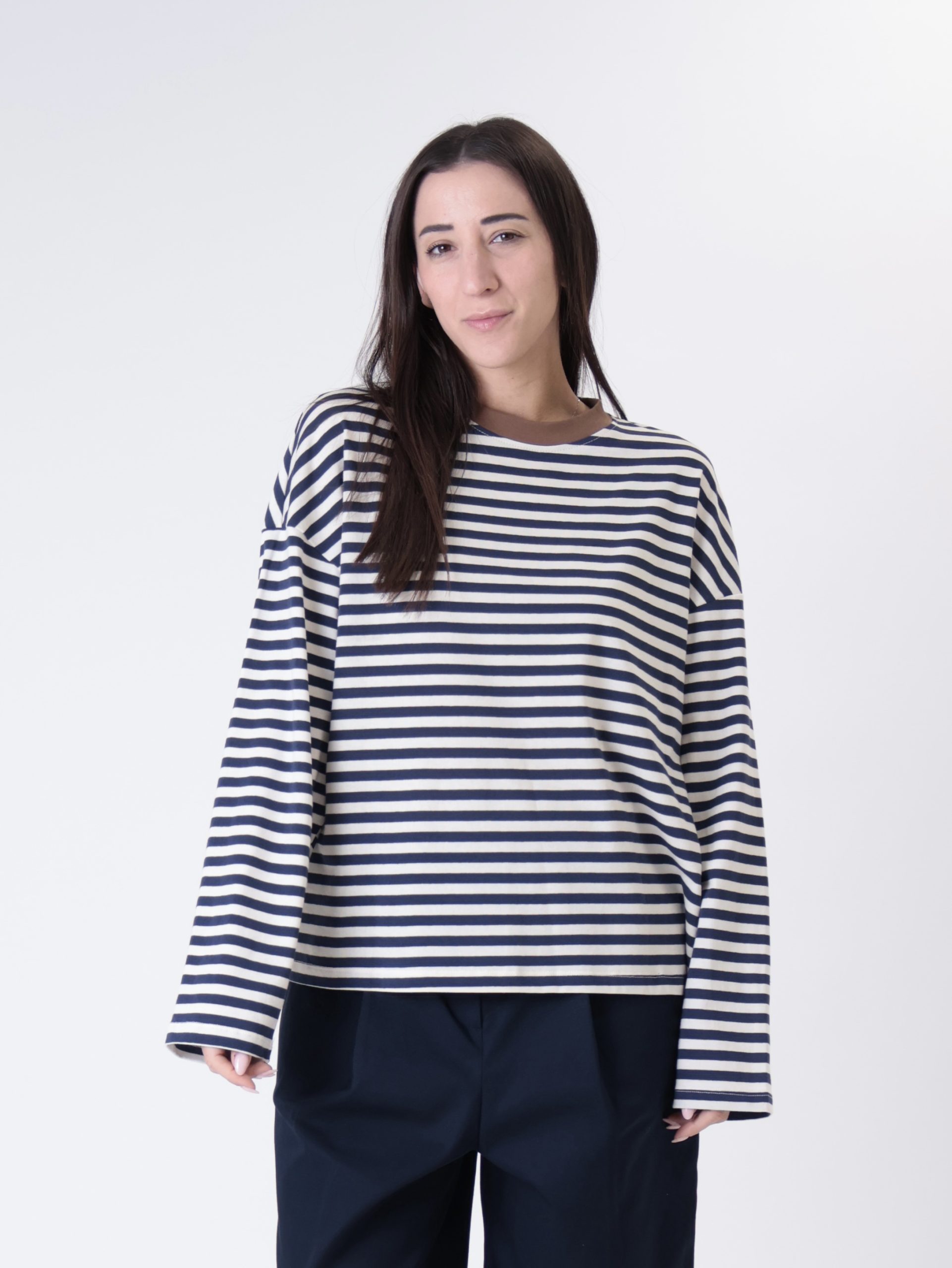 Maglia righe blu/panna