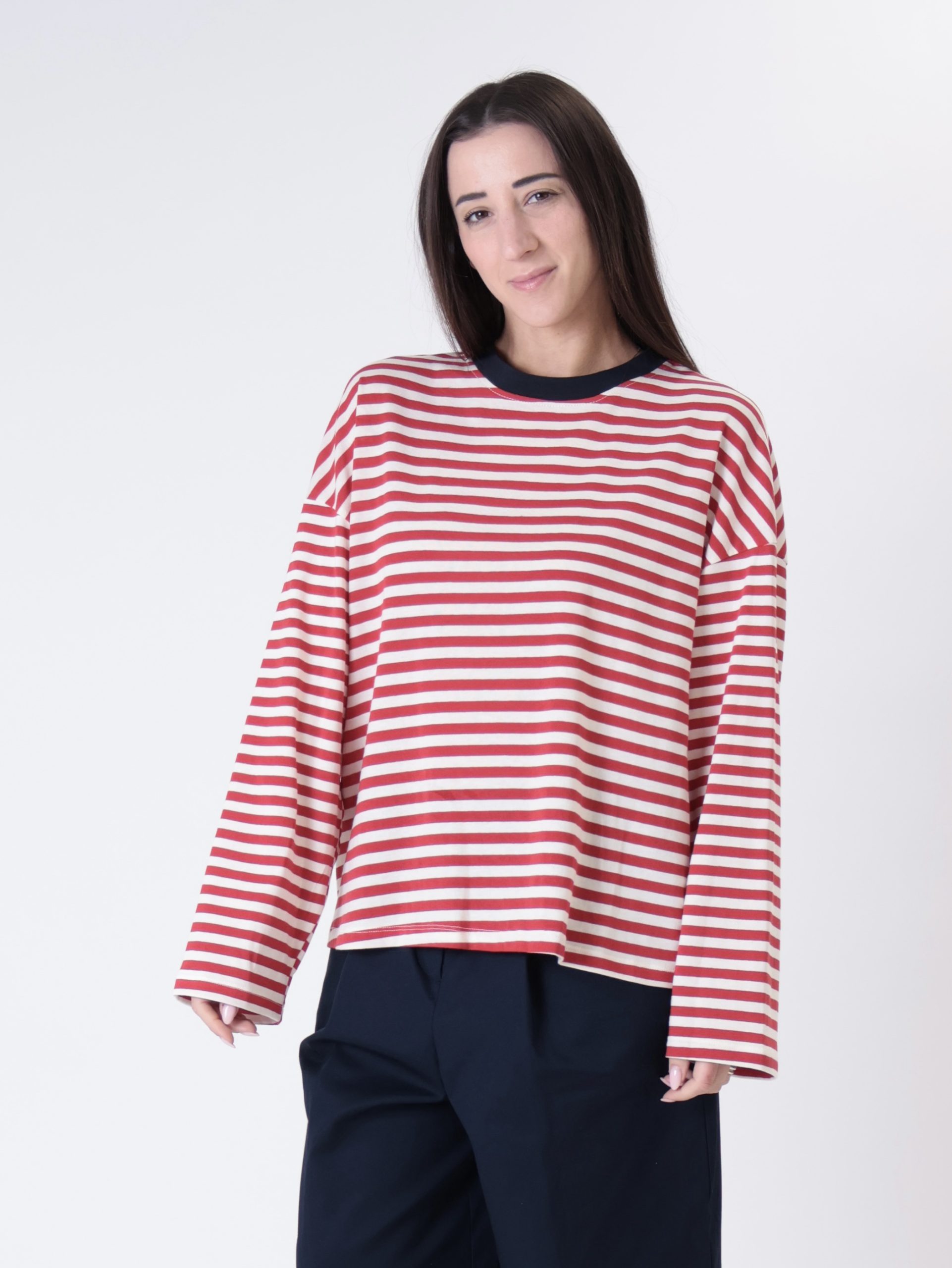 Maglia righe rosso/panna