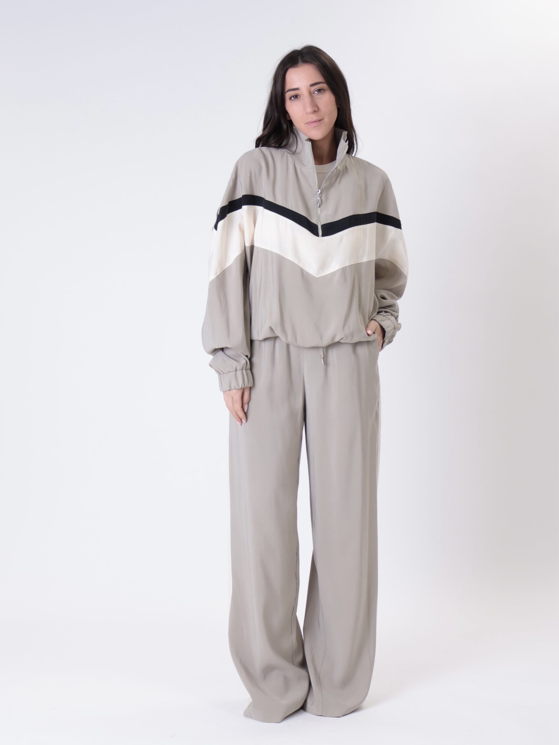 Maglia Zante zip perla