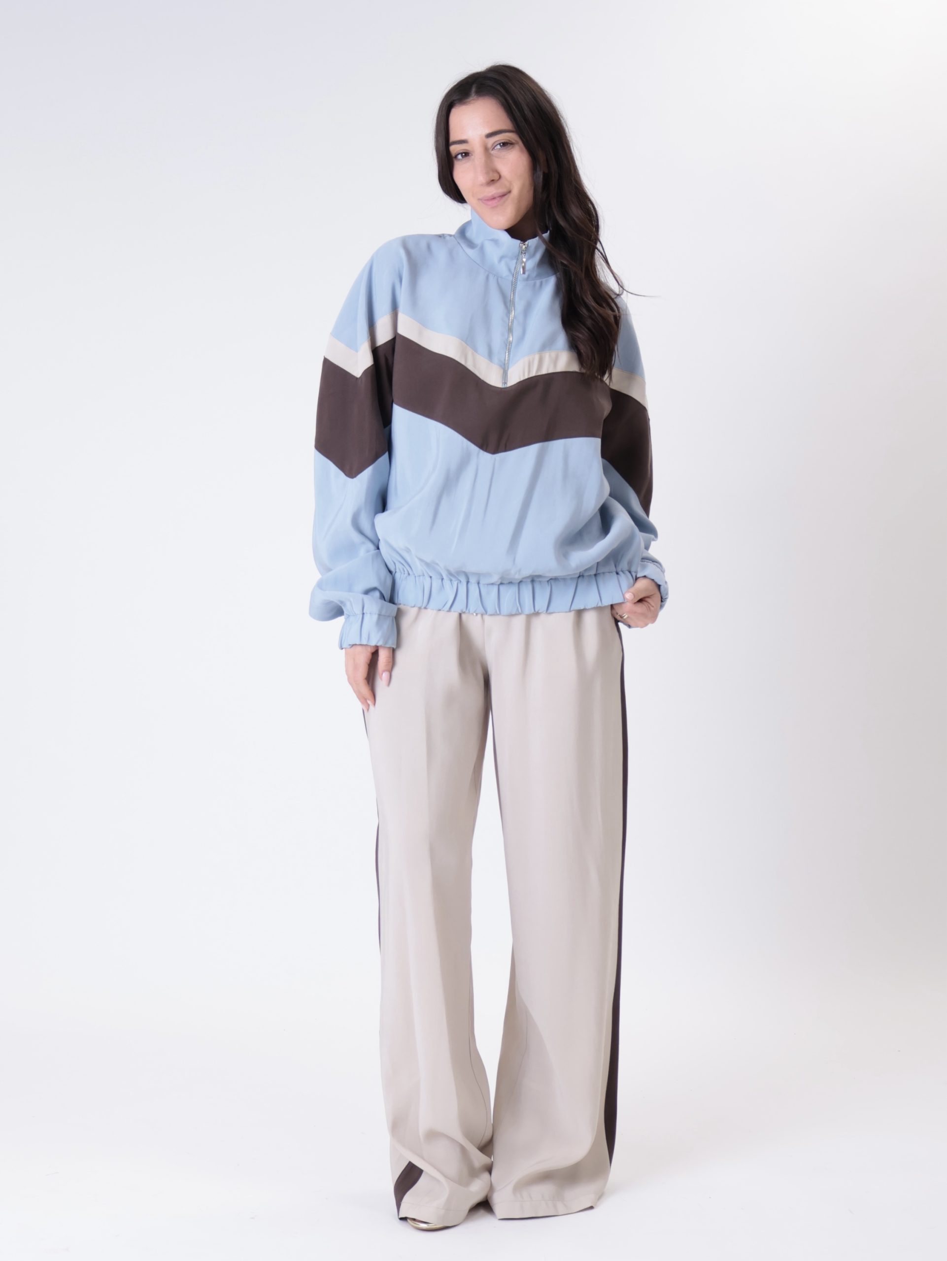 Maglia Zante zip celeste