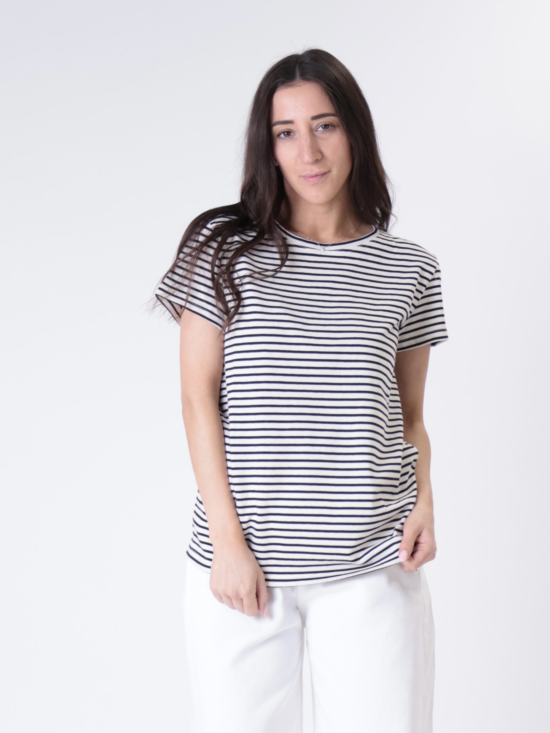 T-shirt riga burro/nero