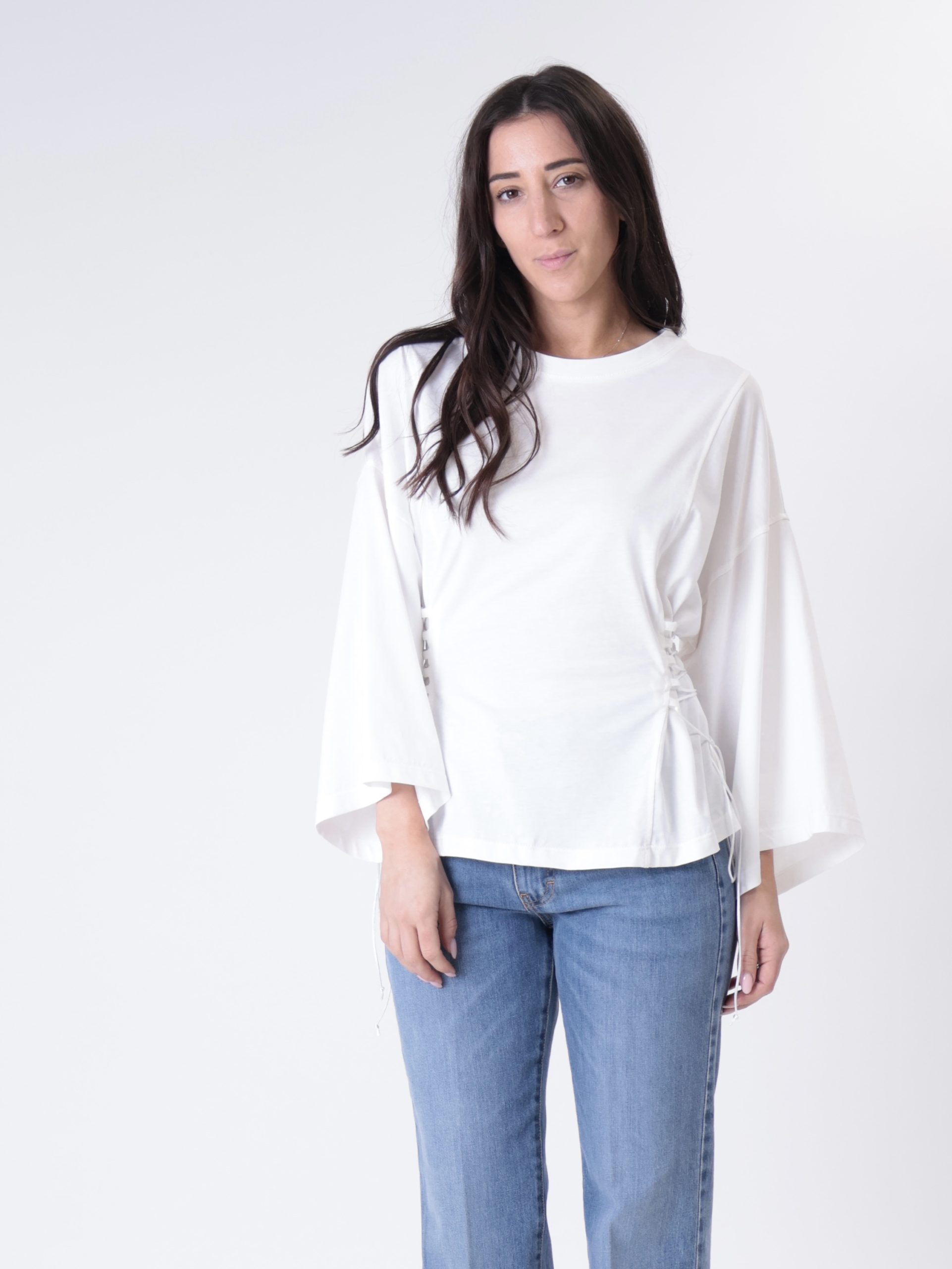 T-shirt lacci fianco bianca