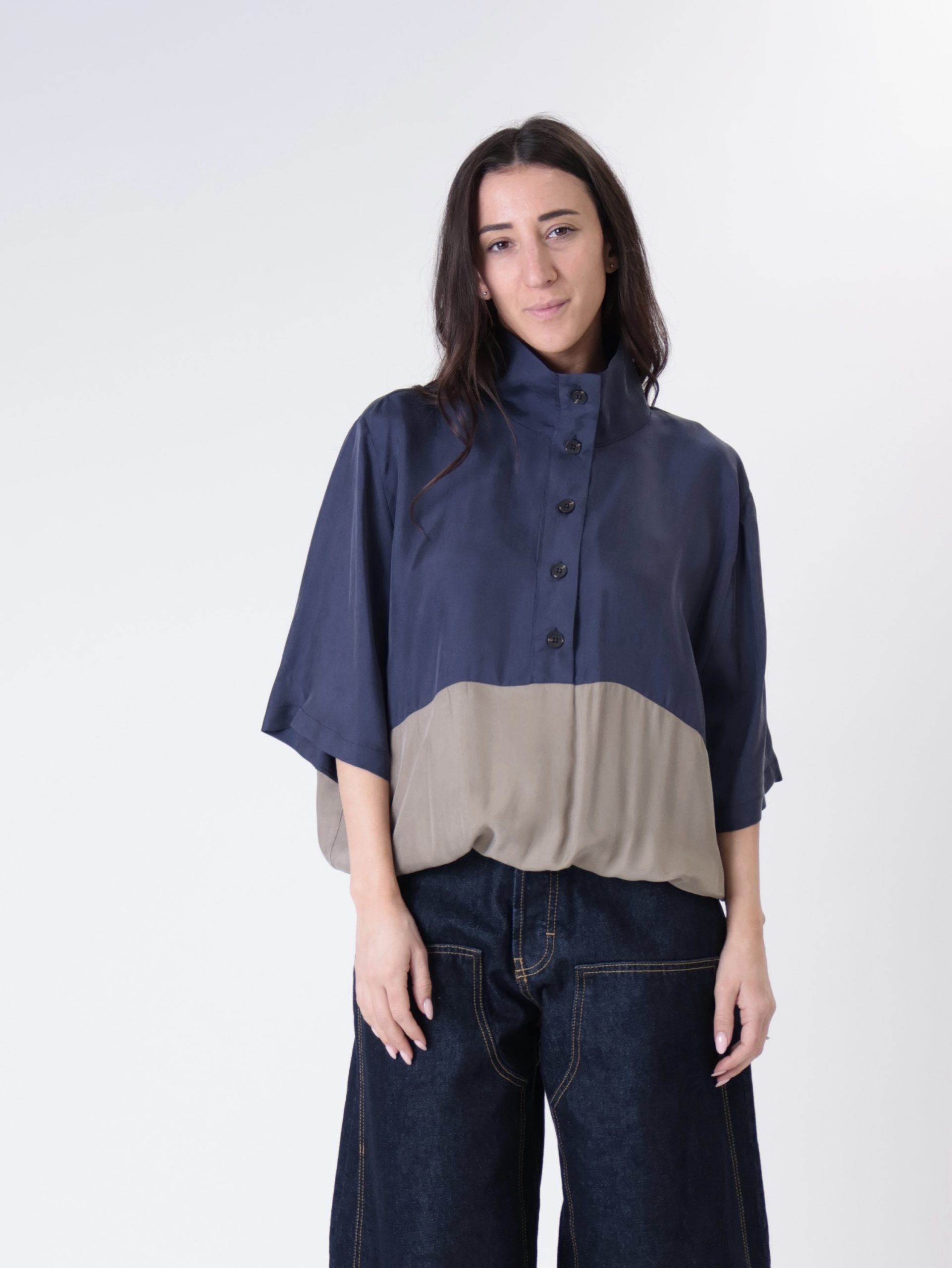 Blusa Lory m/m blu/deserto