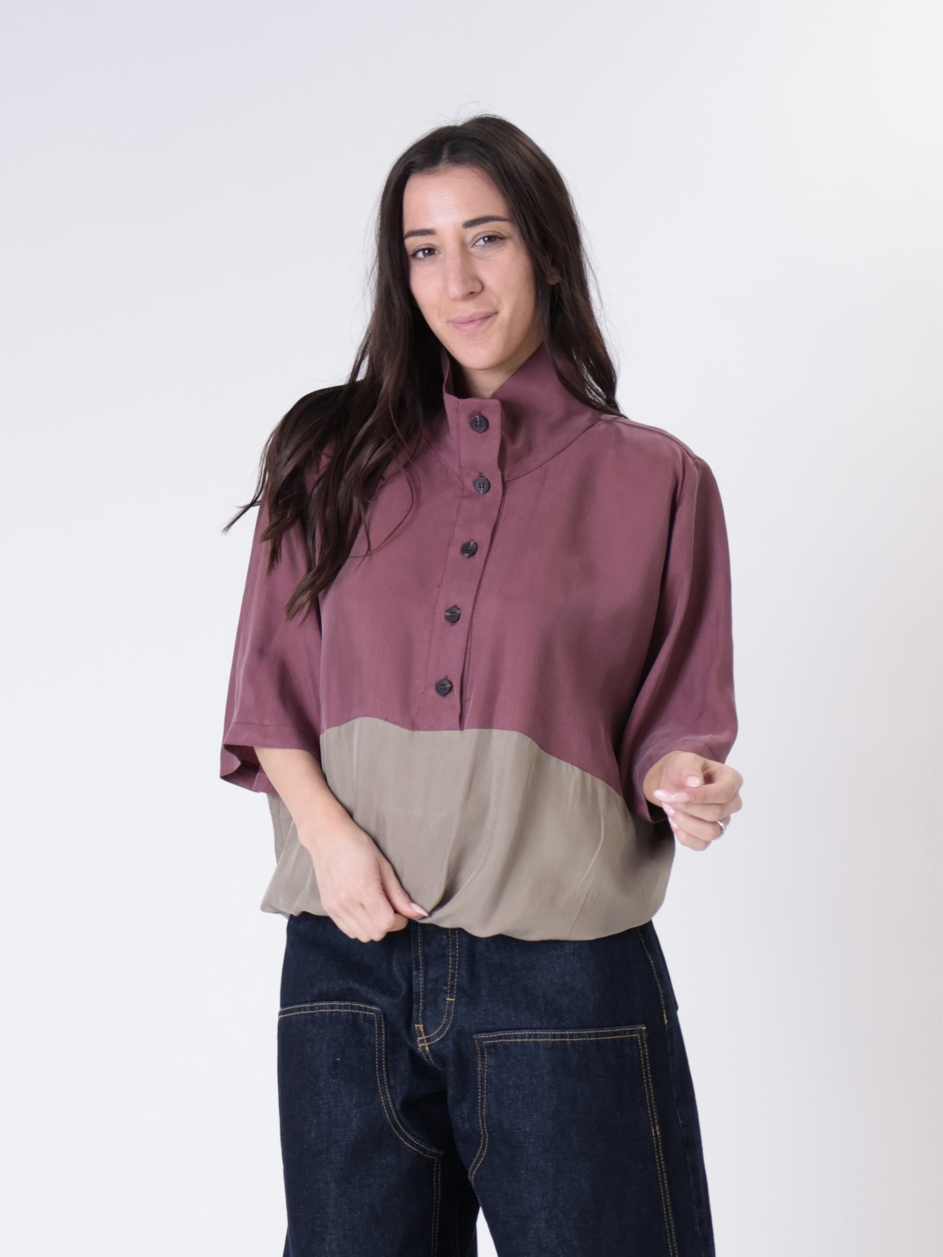Blusa Lory m/m bordeaux/deserto