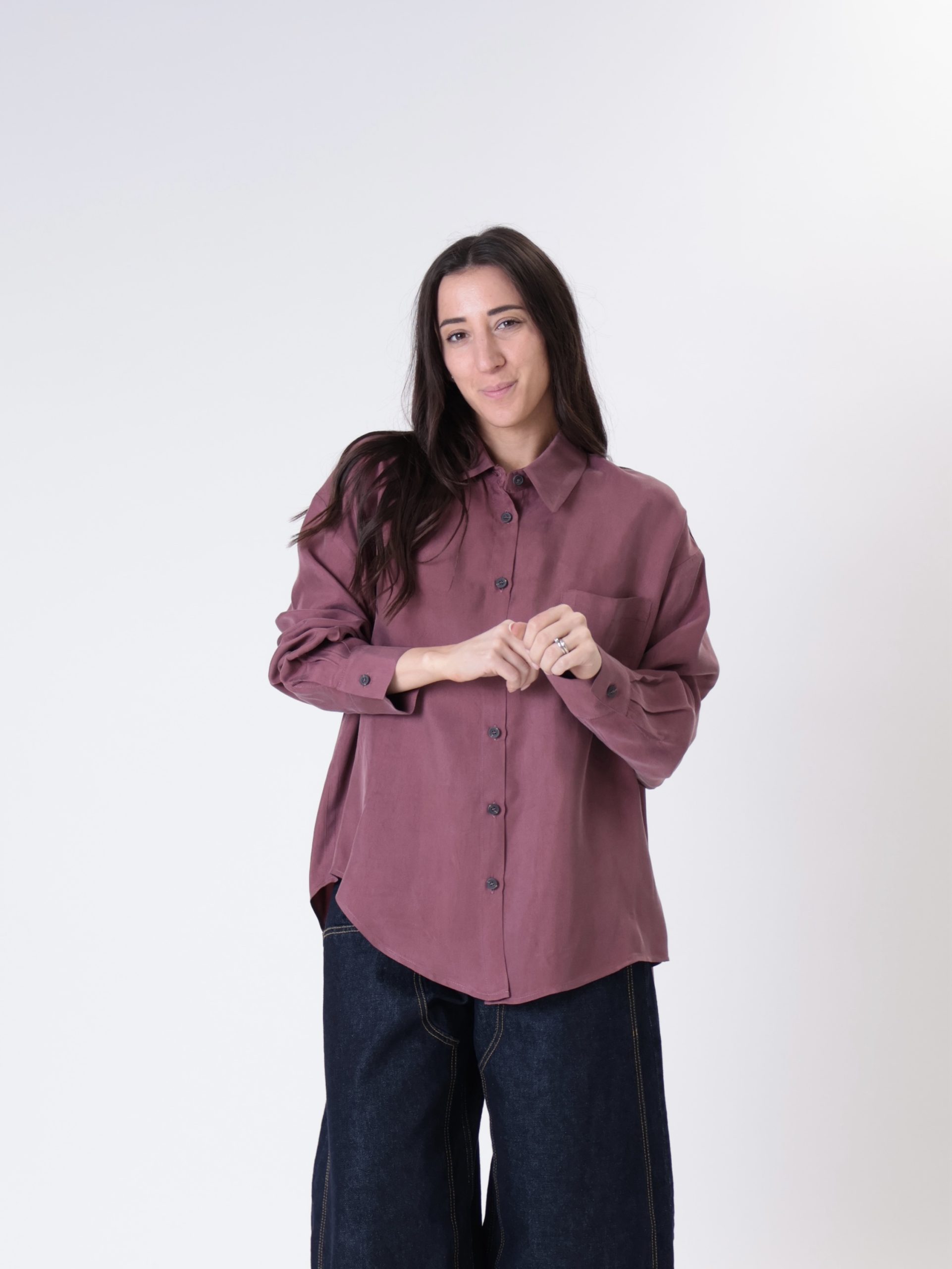 Camicia cupro tasca vino