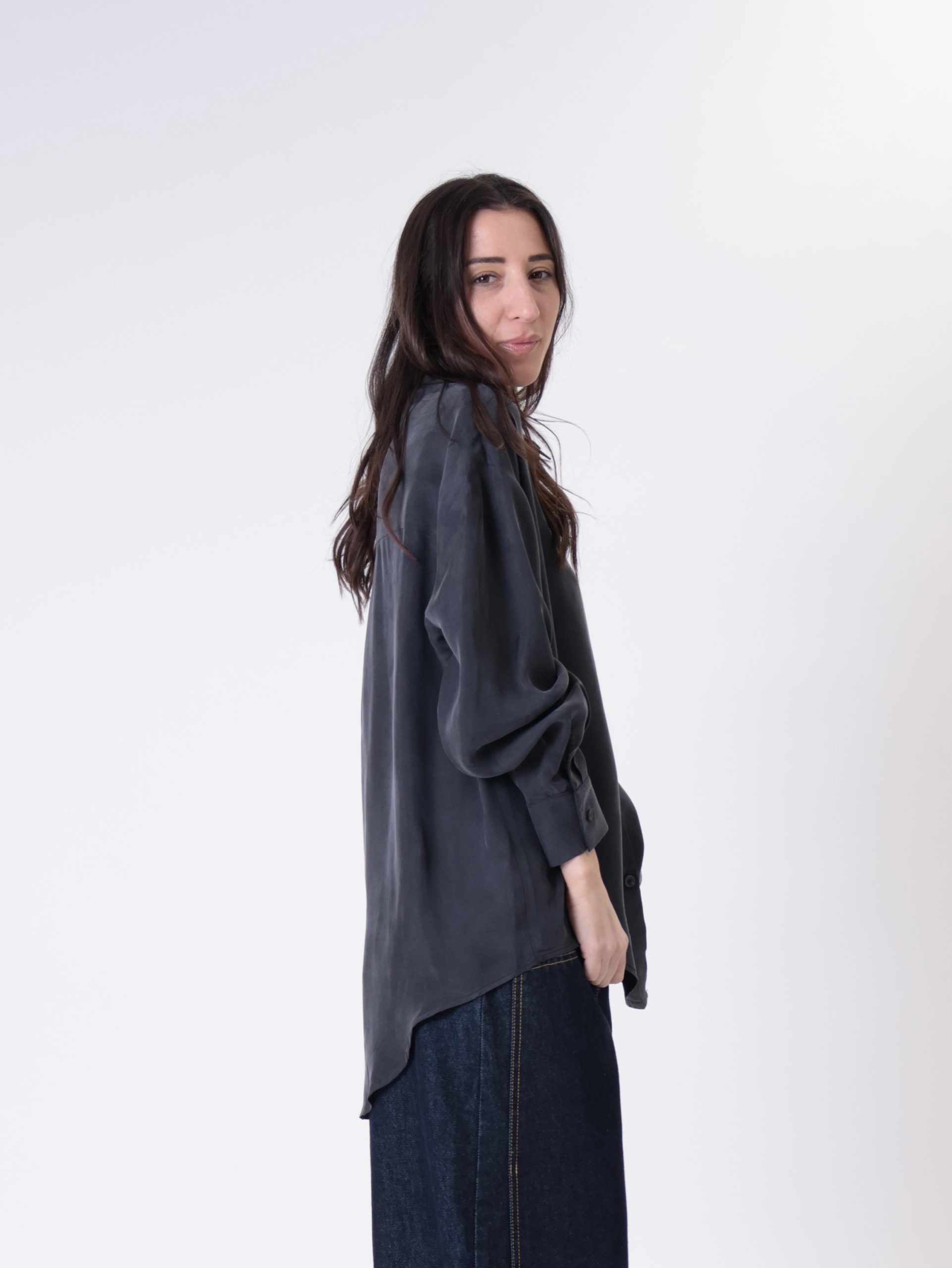 Camicia cupro tasca nero