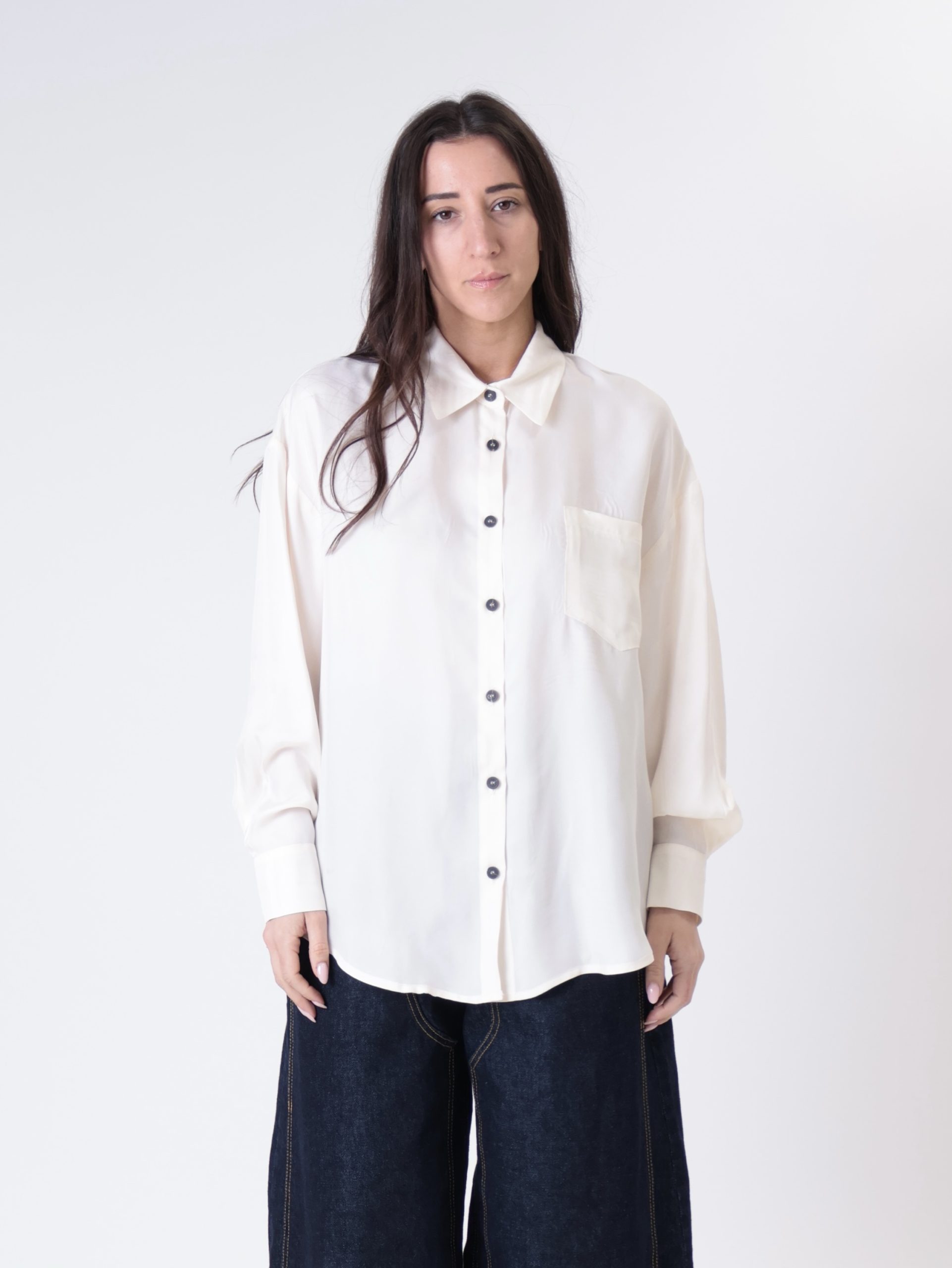 Camicia cupro tasca panna