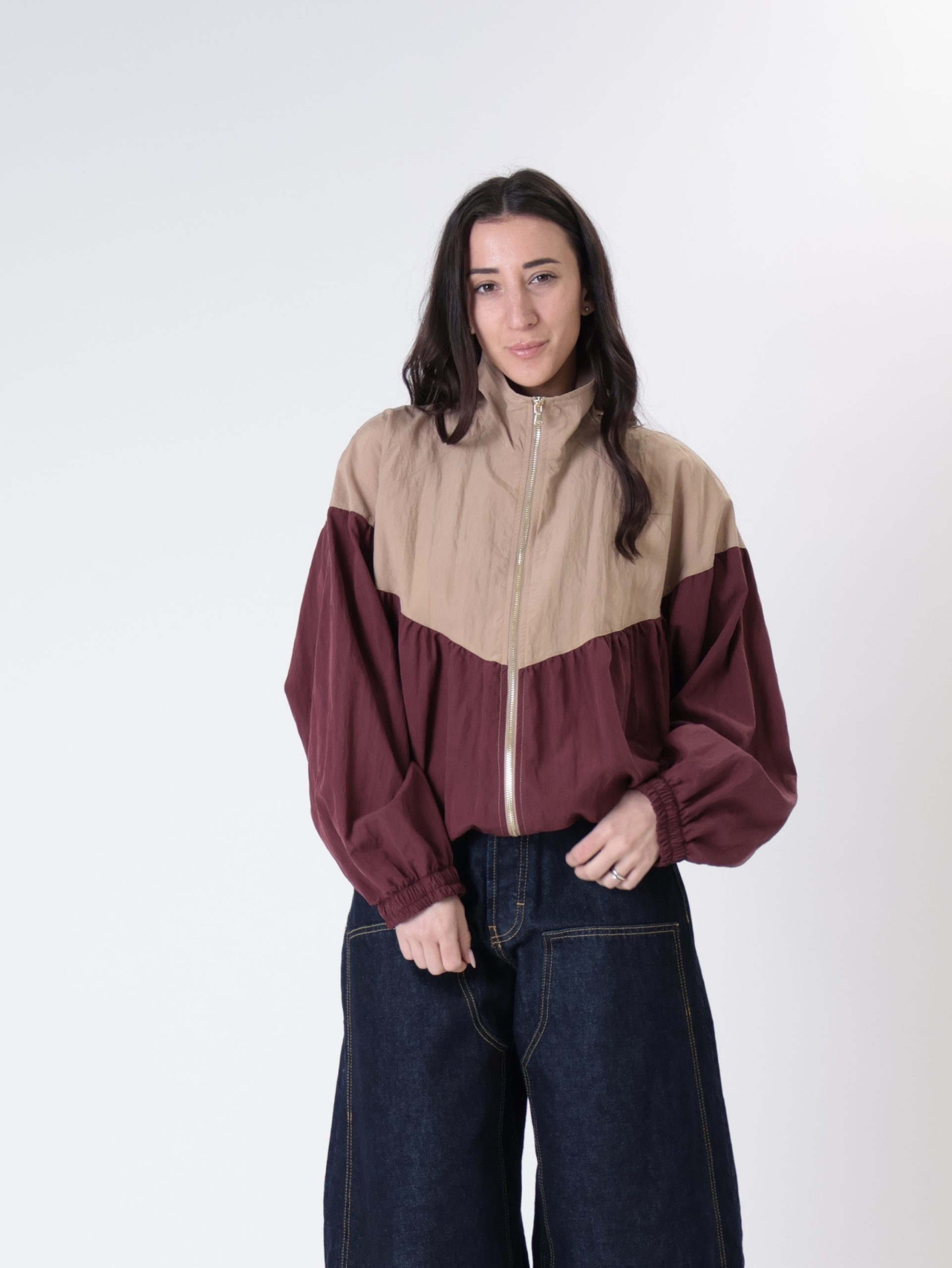 Bomber Sara beige/bordeaux