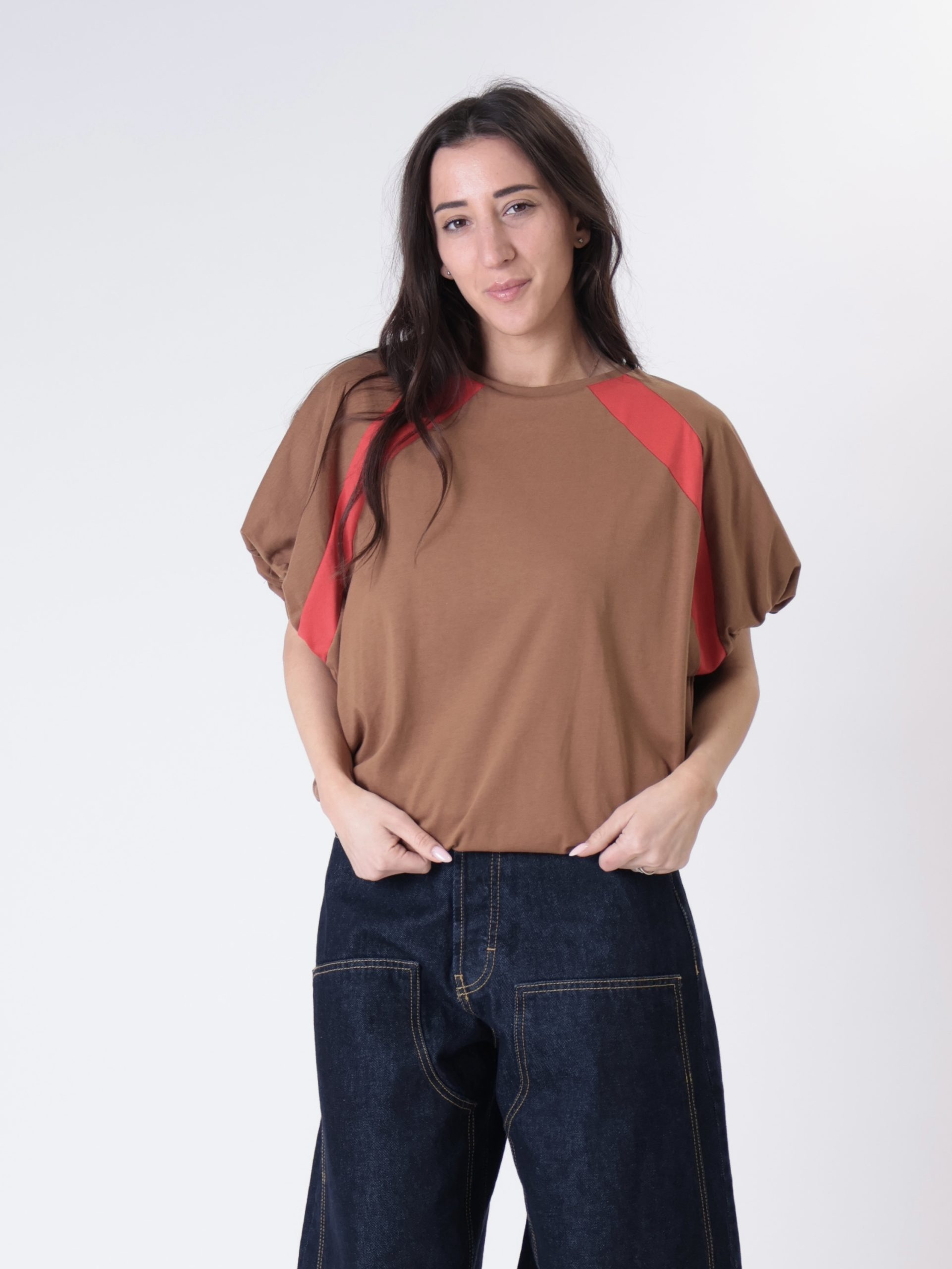 T-shirt Sere cammello/rosso