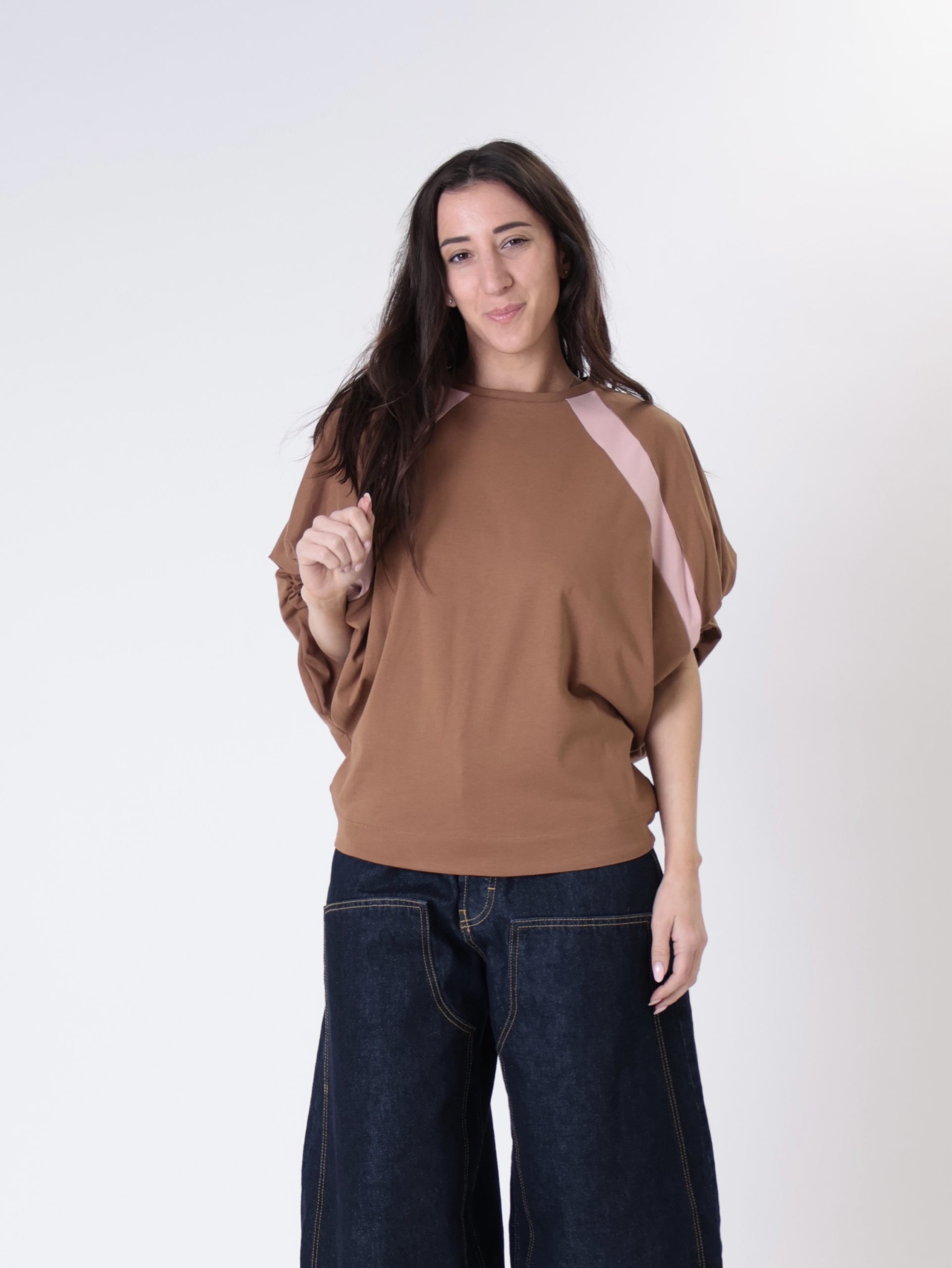 T-shirt Sere cammello/rosa