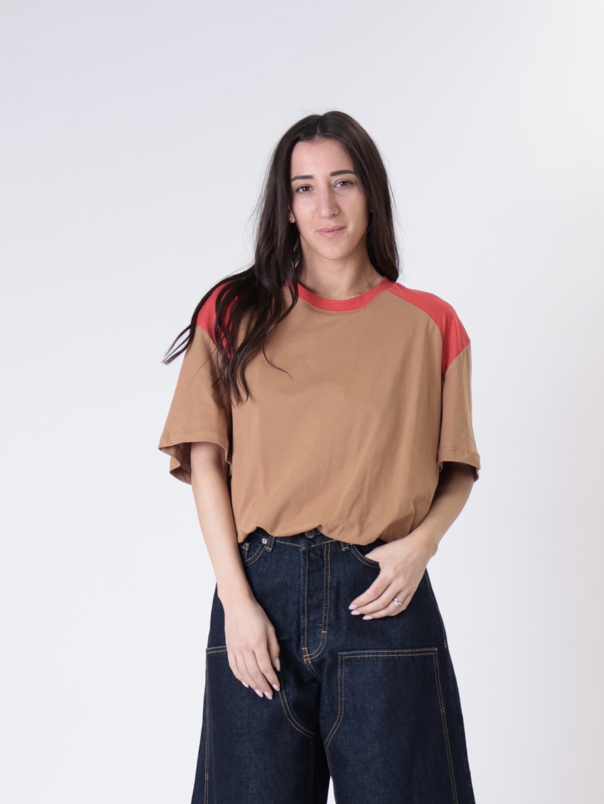 T-shirt Giuly balloon cammello/rosso