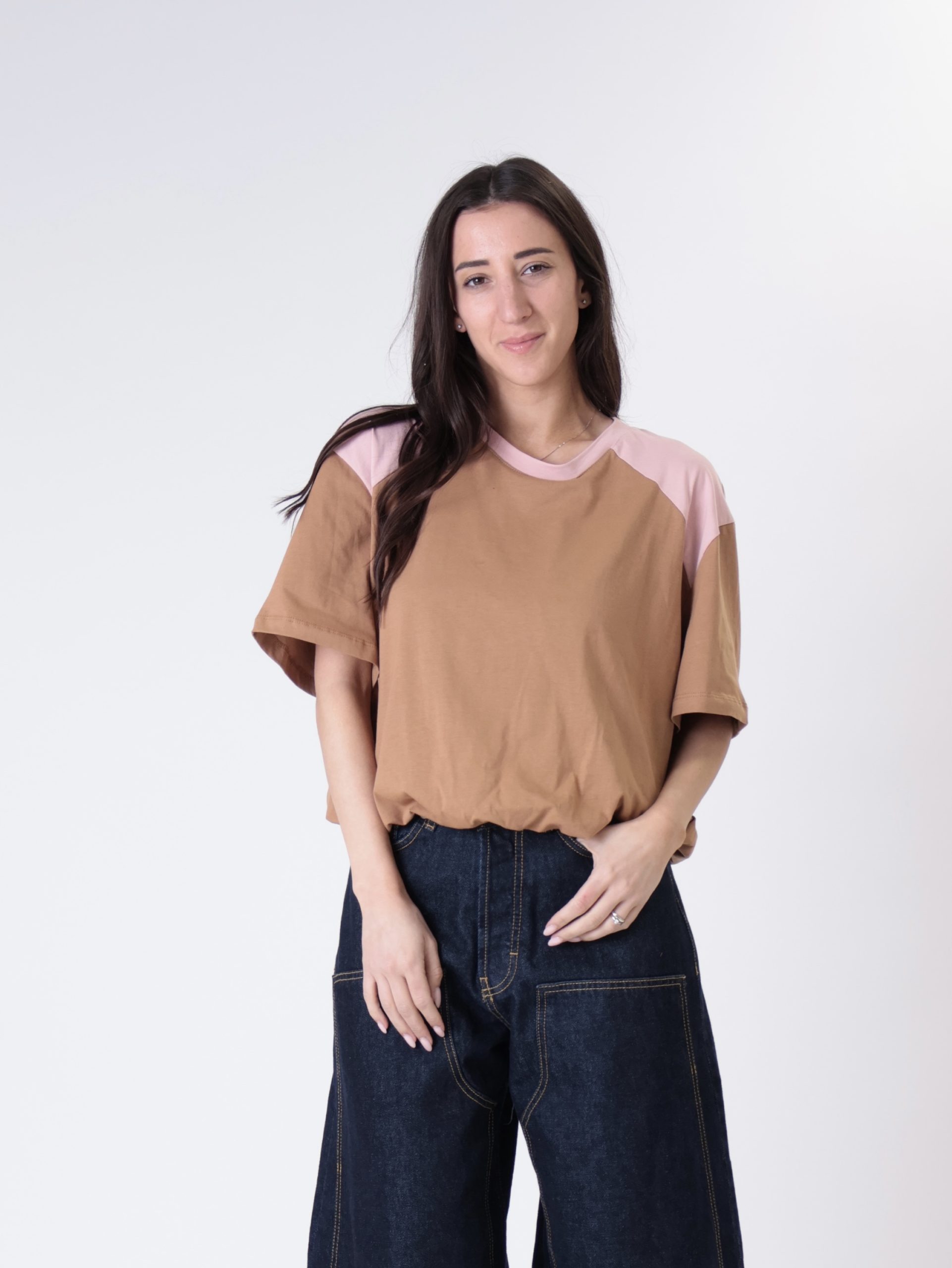 T-shirt Giuly balloon cammello/rosa