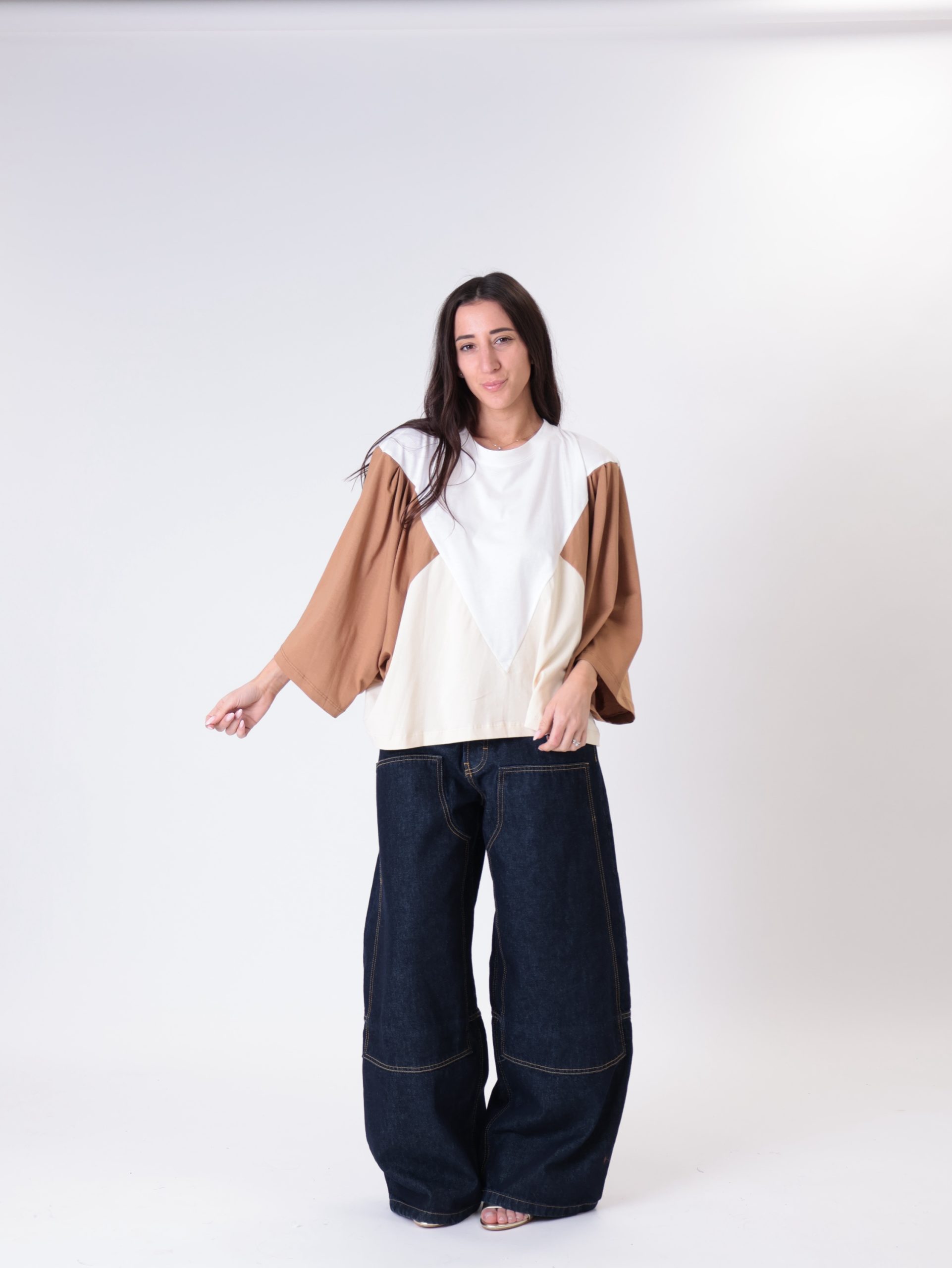 T-shirt V panna/cammello/nocciola PREORDINE 17/04