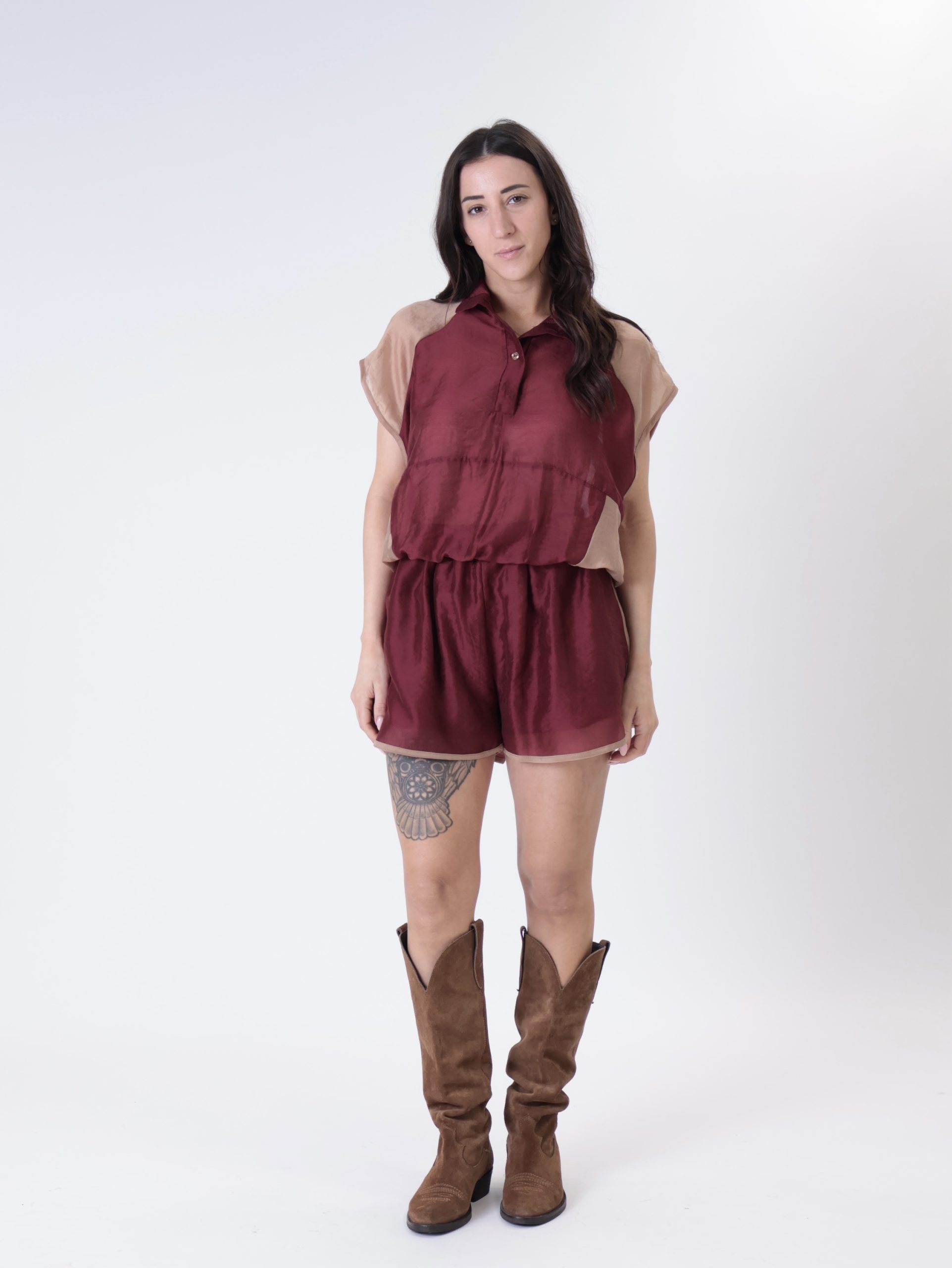 Camicia sofy vino/cammello