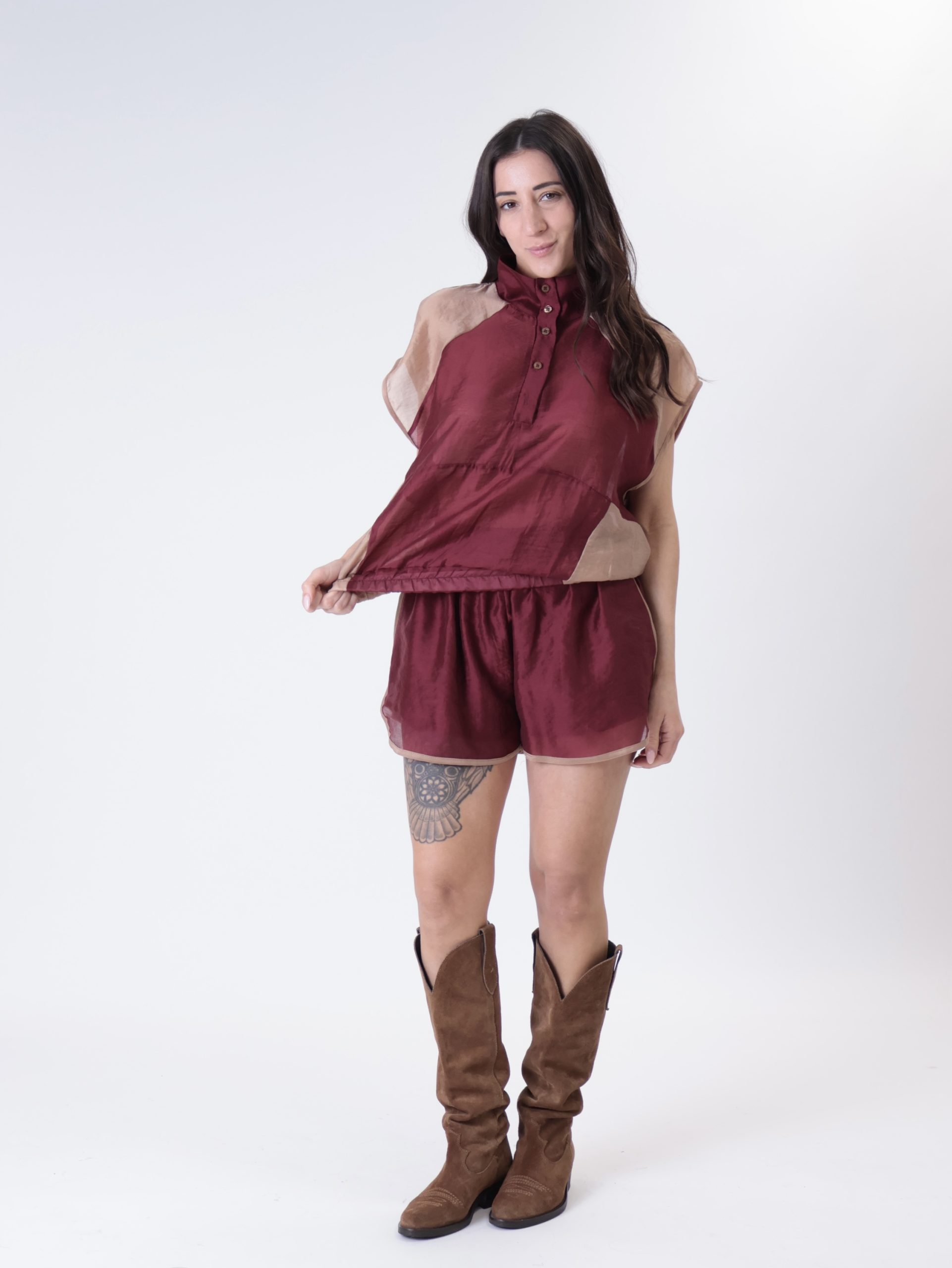 Shorts sofy vino/cammello