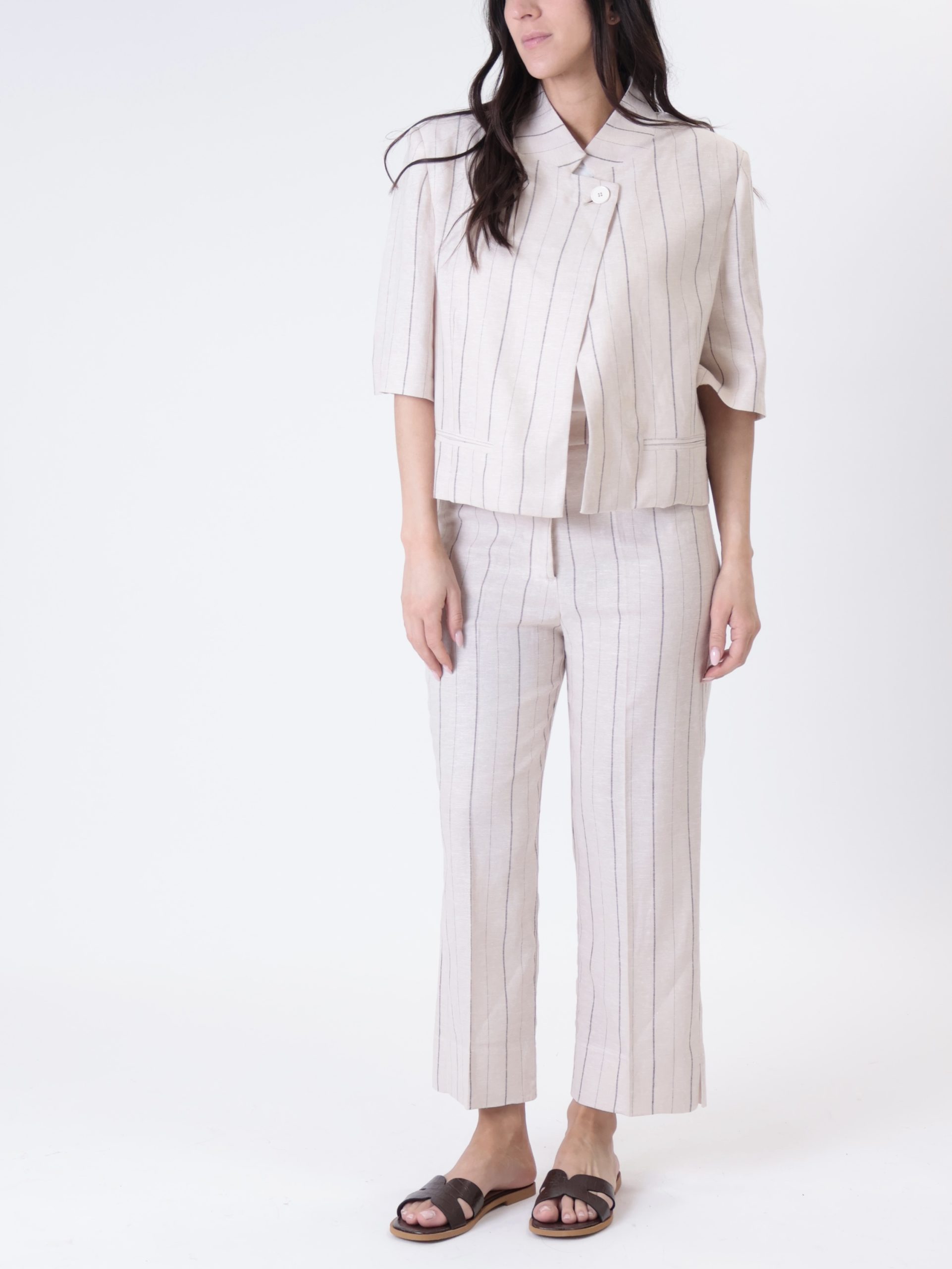 Giacca amy gessata beige