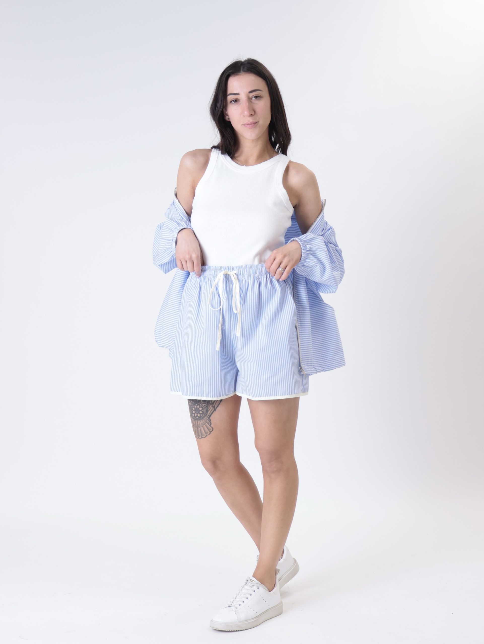 Shorts beach bianco/azzurro