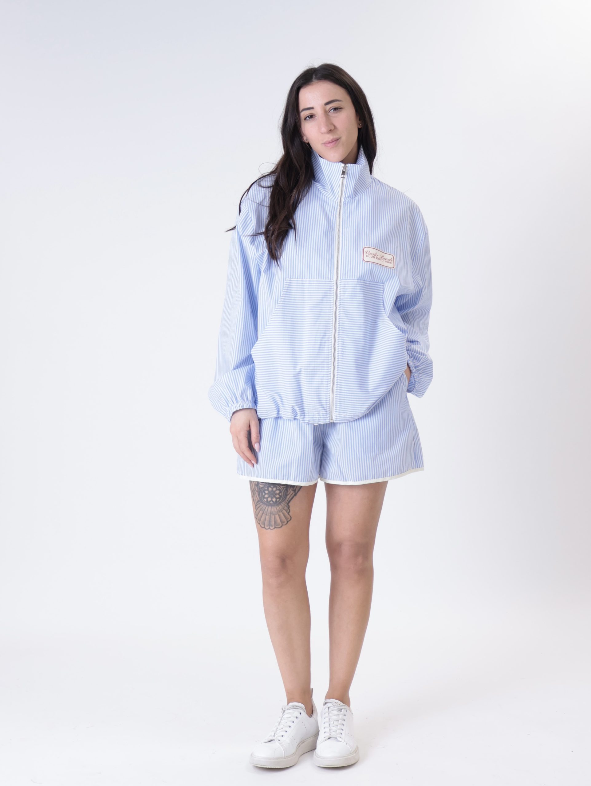 Bomber beach bianco/azzurro