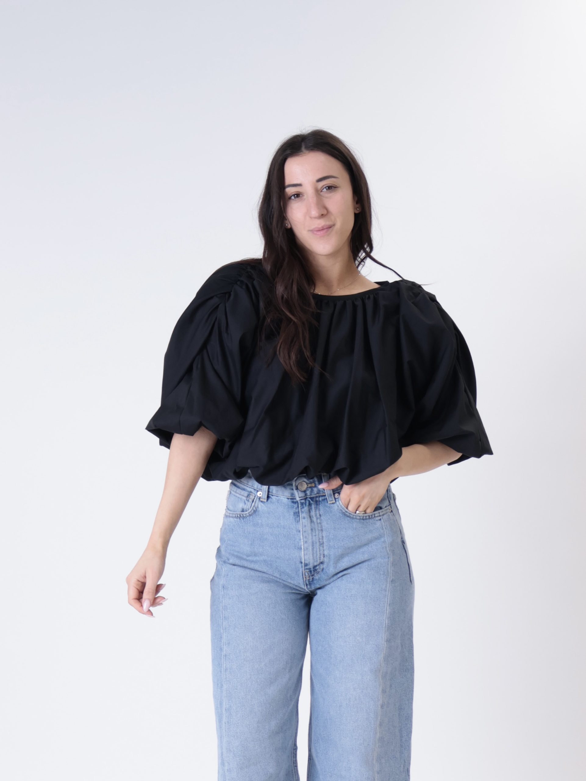 Camicia arricciata nera