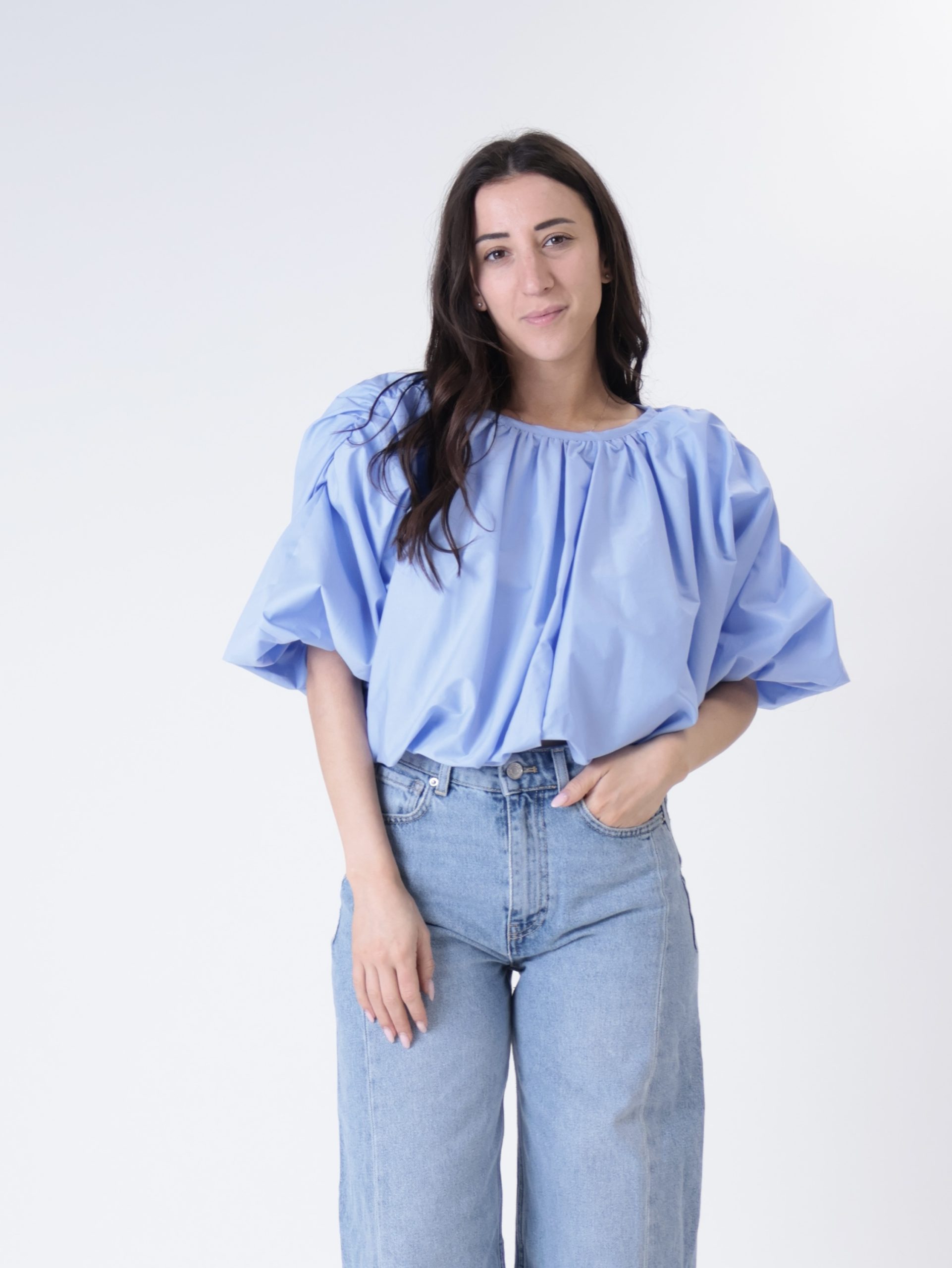 Camicia arricciata azzurra