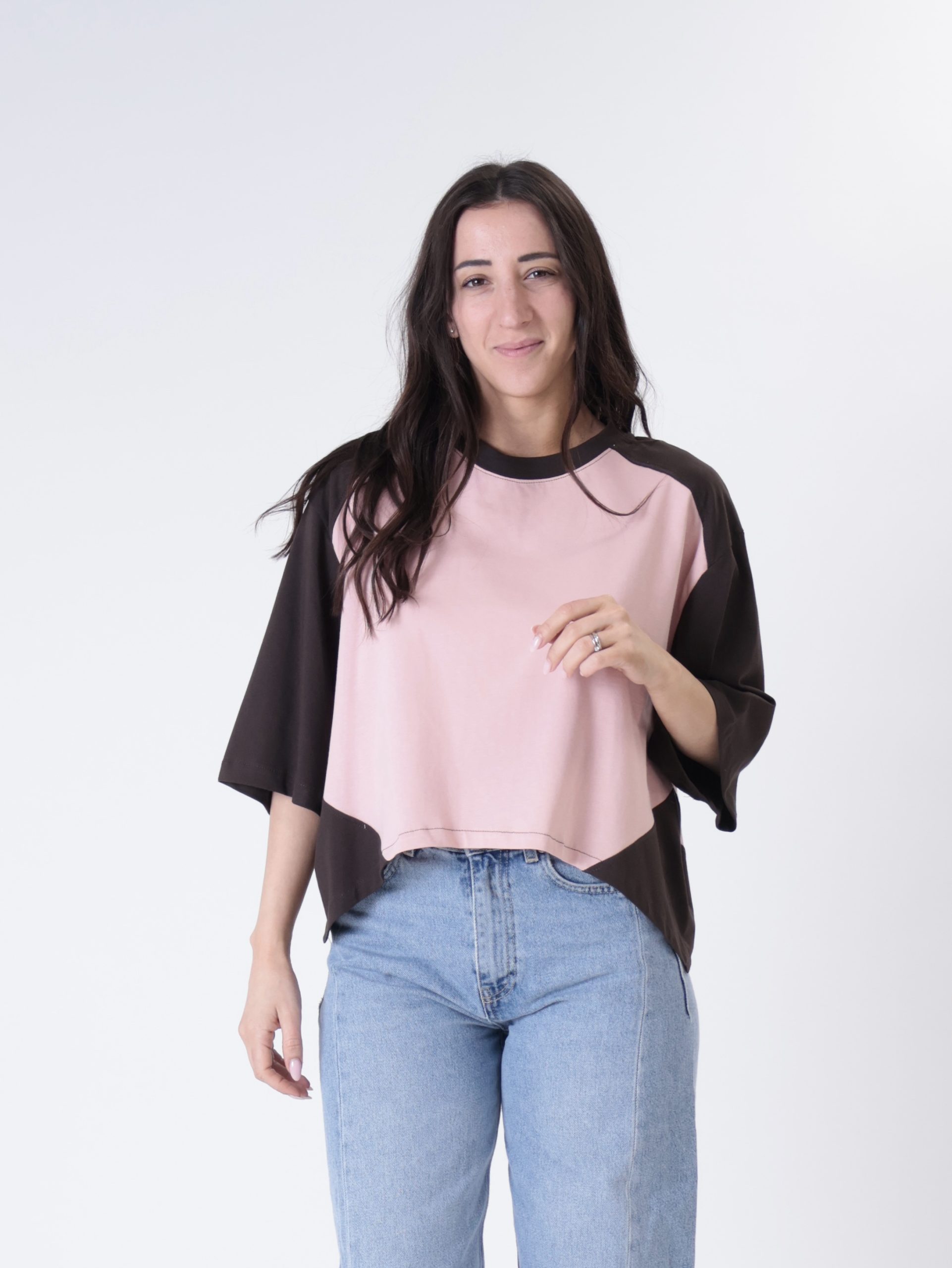 T-shirt bicolore rosa/moro