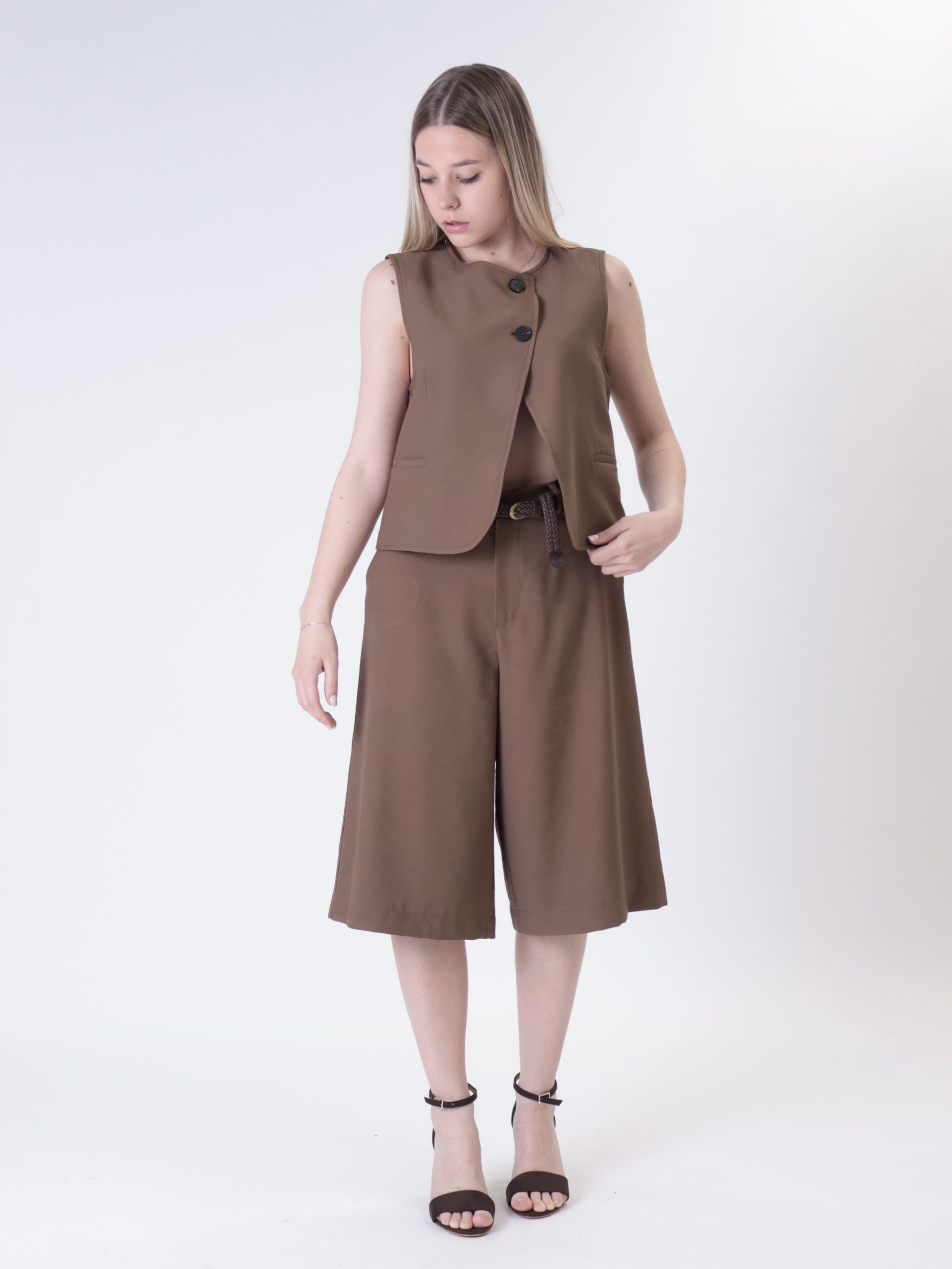 Gilet palma due bottoni moro