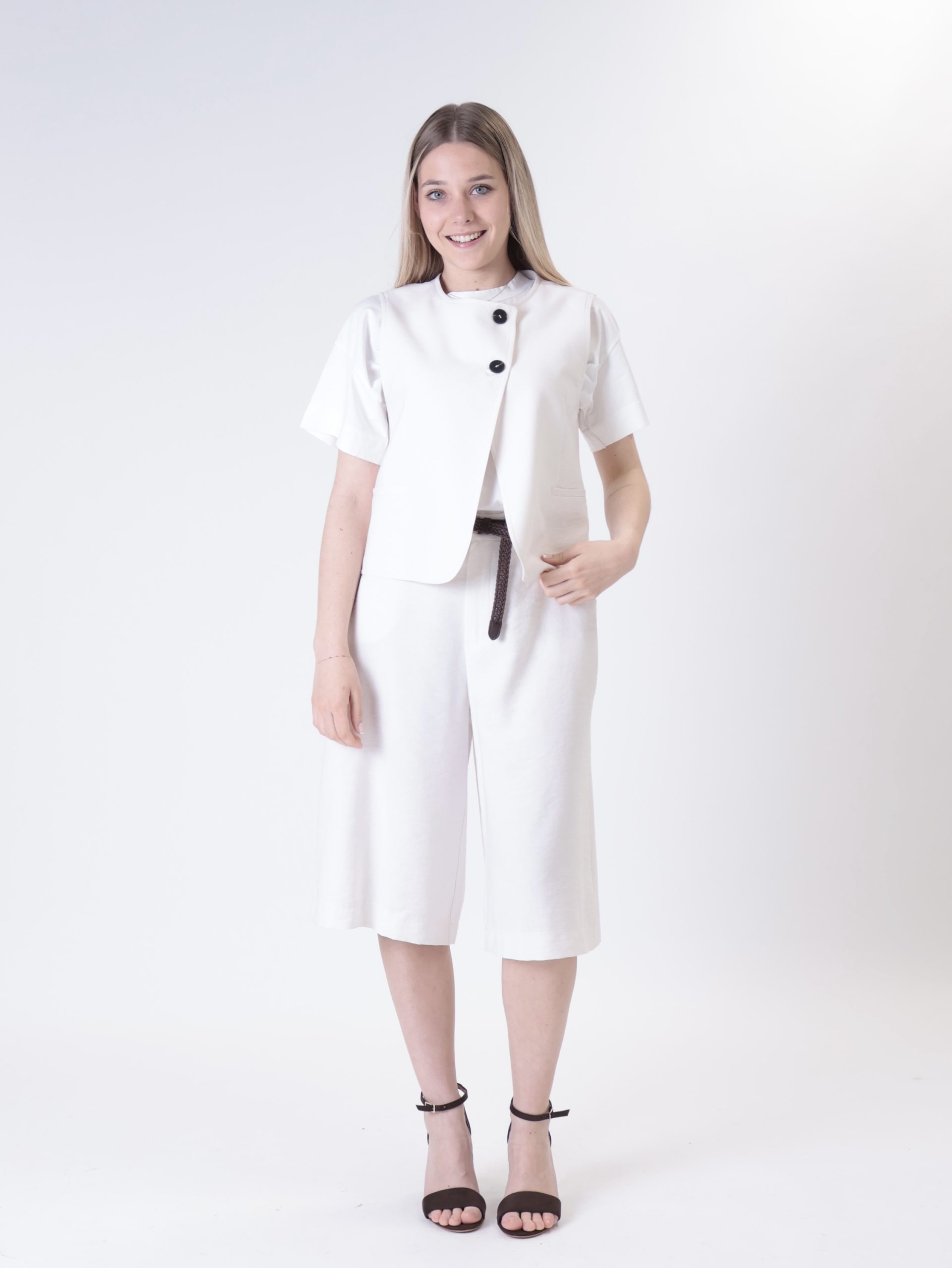 Gilet palma due bottoni burro