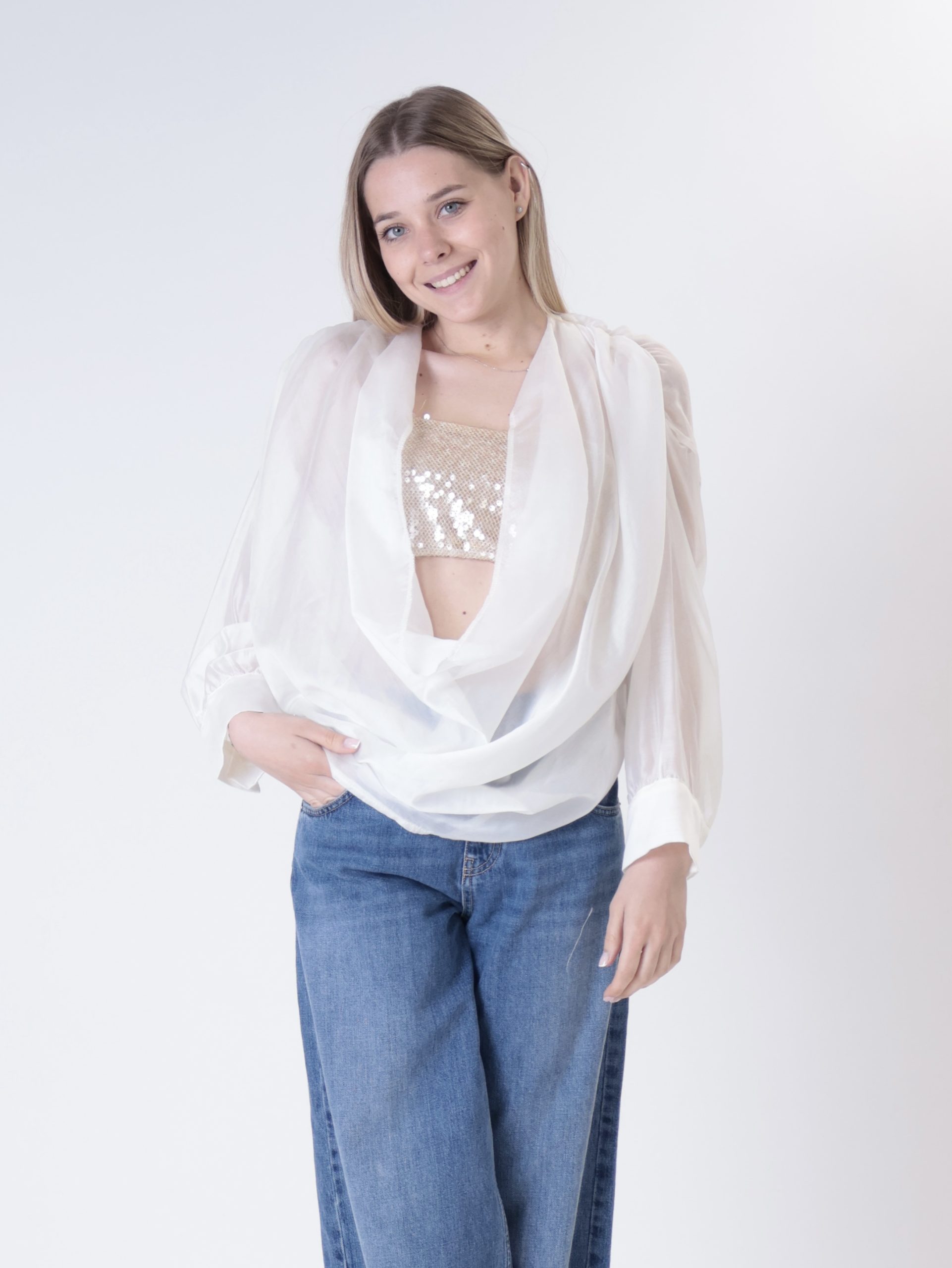 Camicia + top paillettes burro