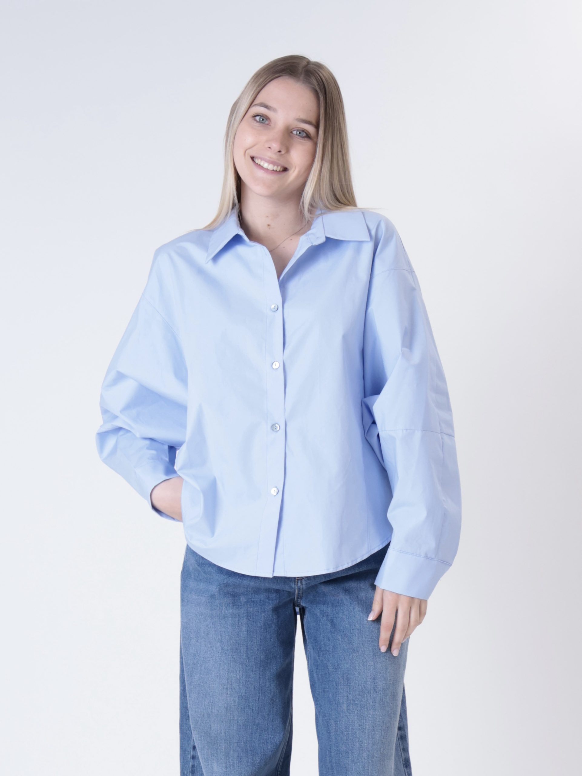 Camicia kimono celeste