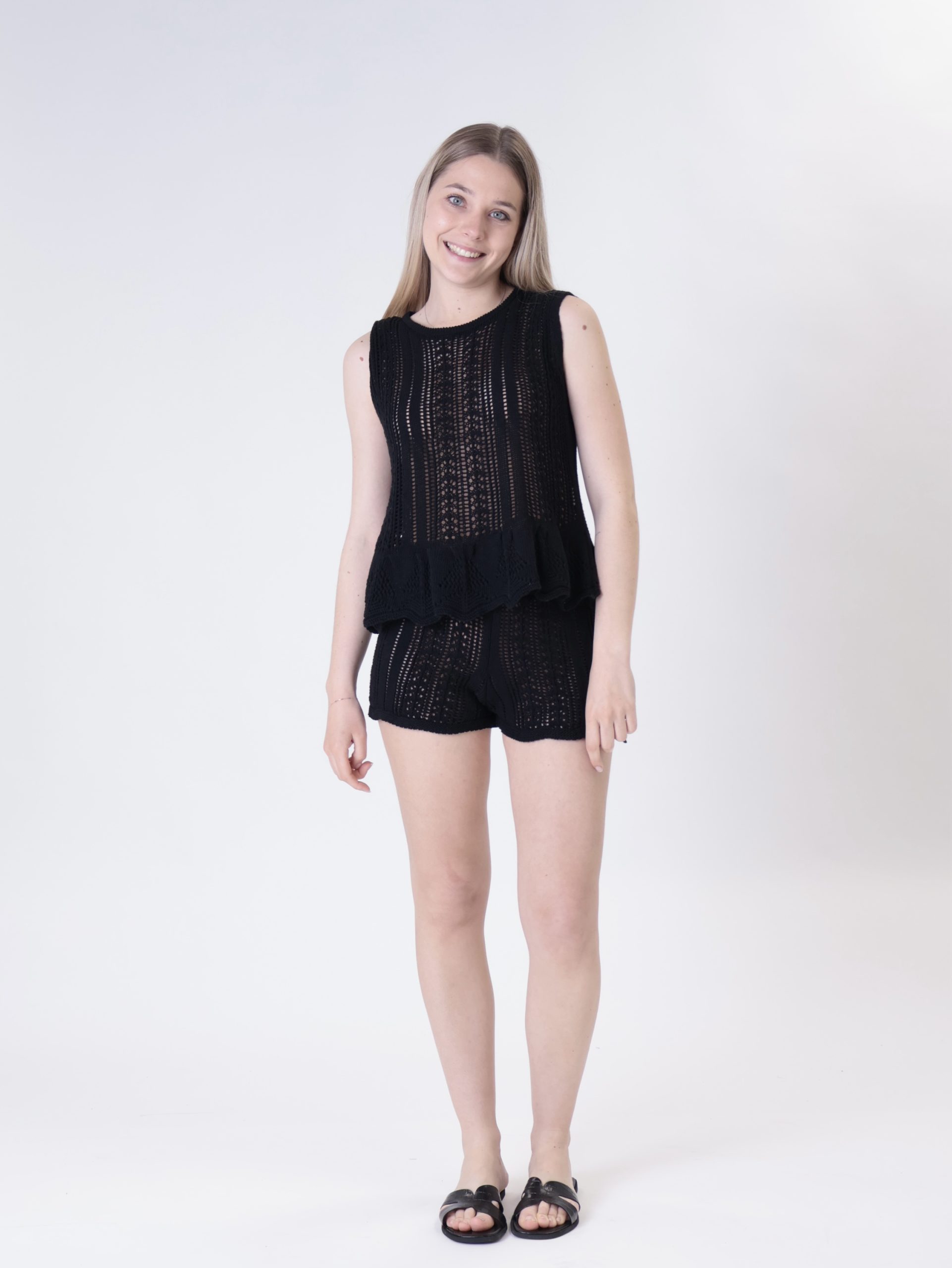 Shorts traforato nero