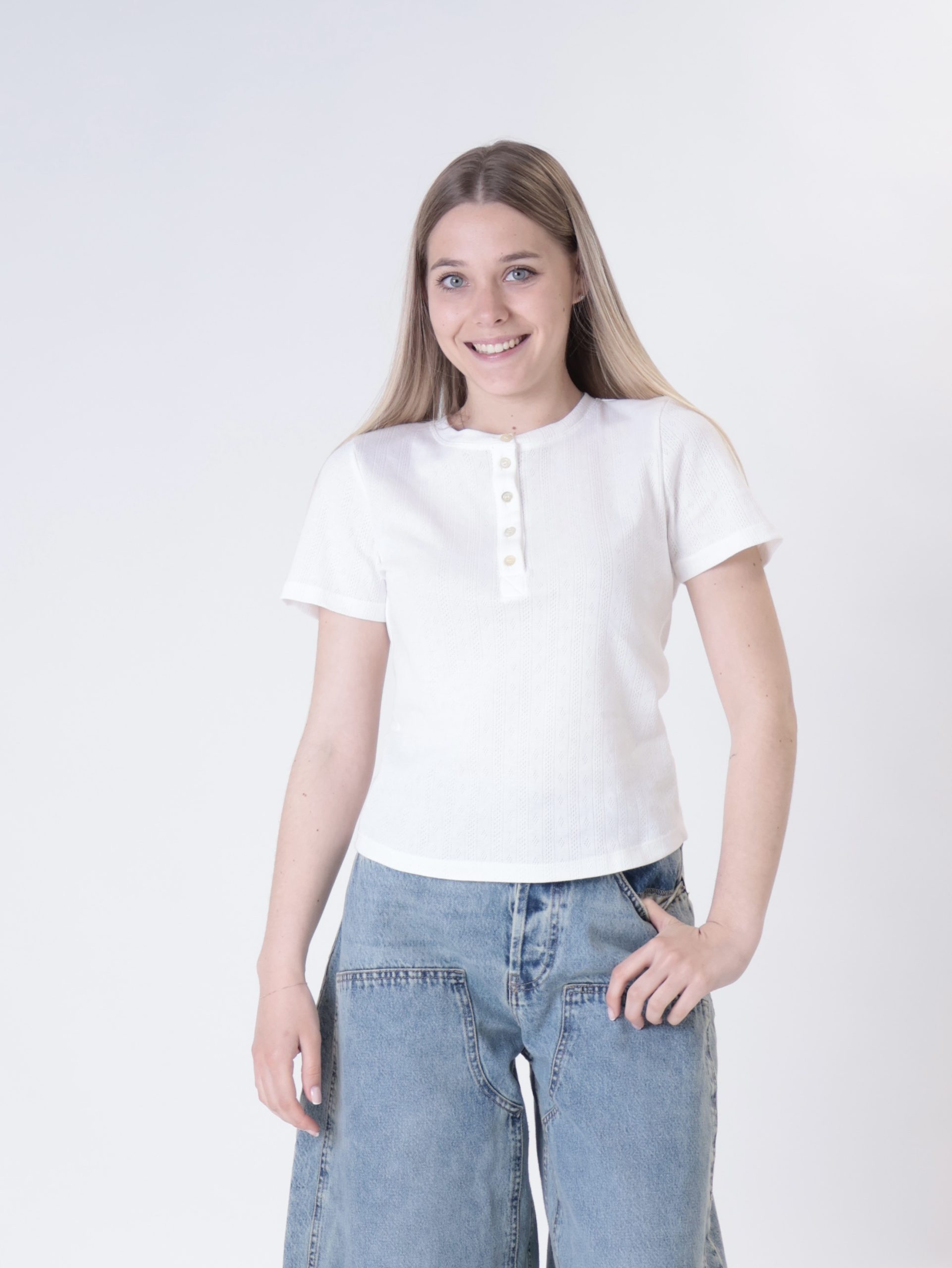 T-shirt serafino Paola bianca