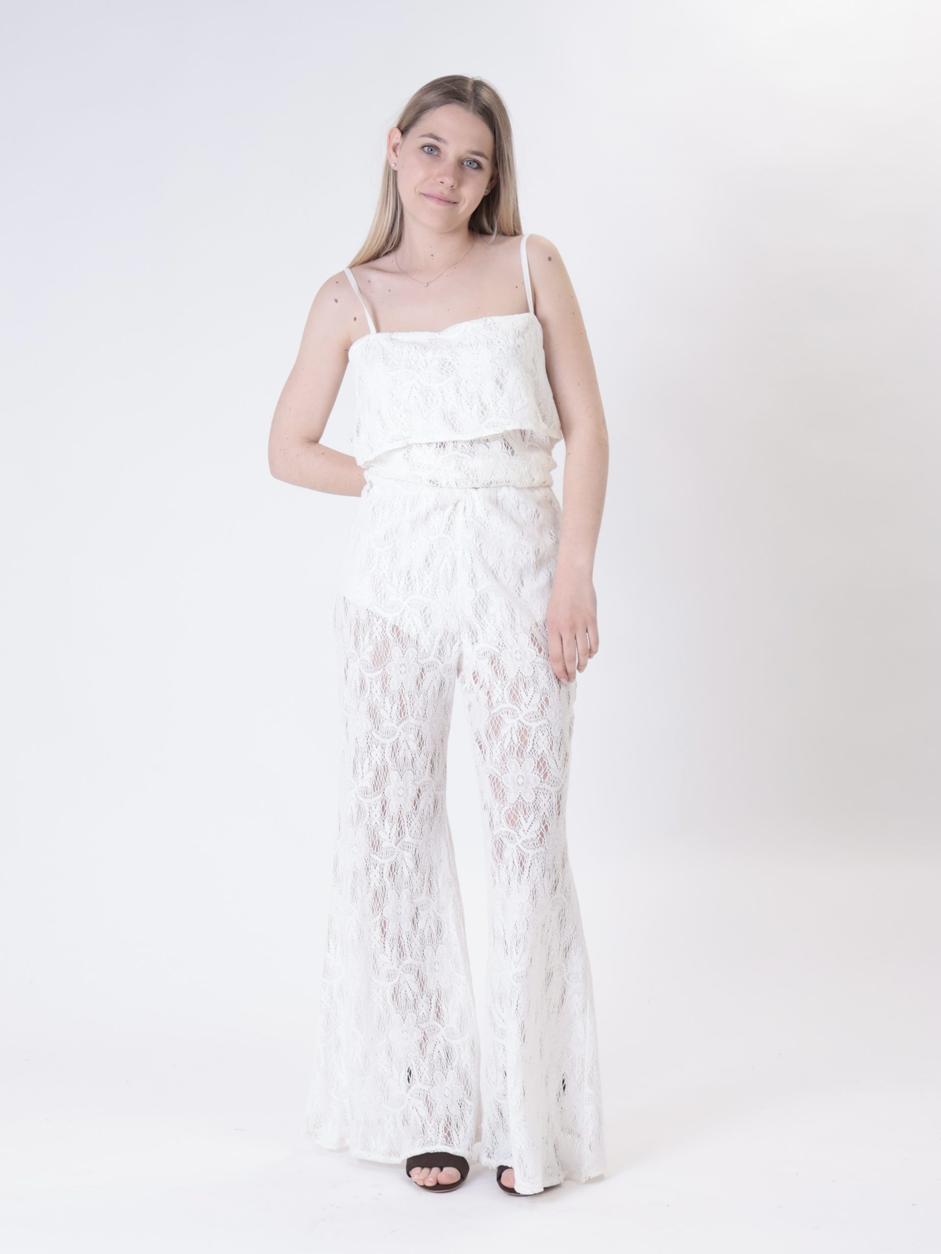 Pantalone ricamo burro