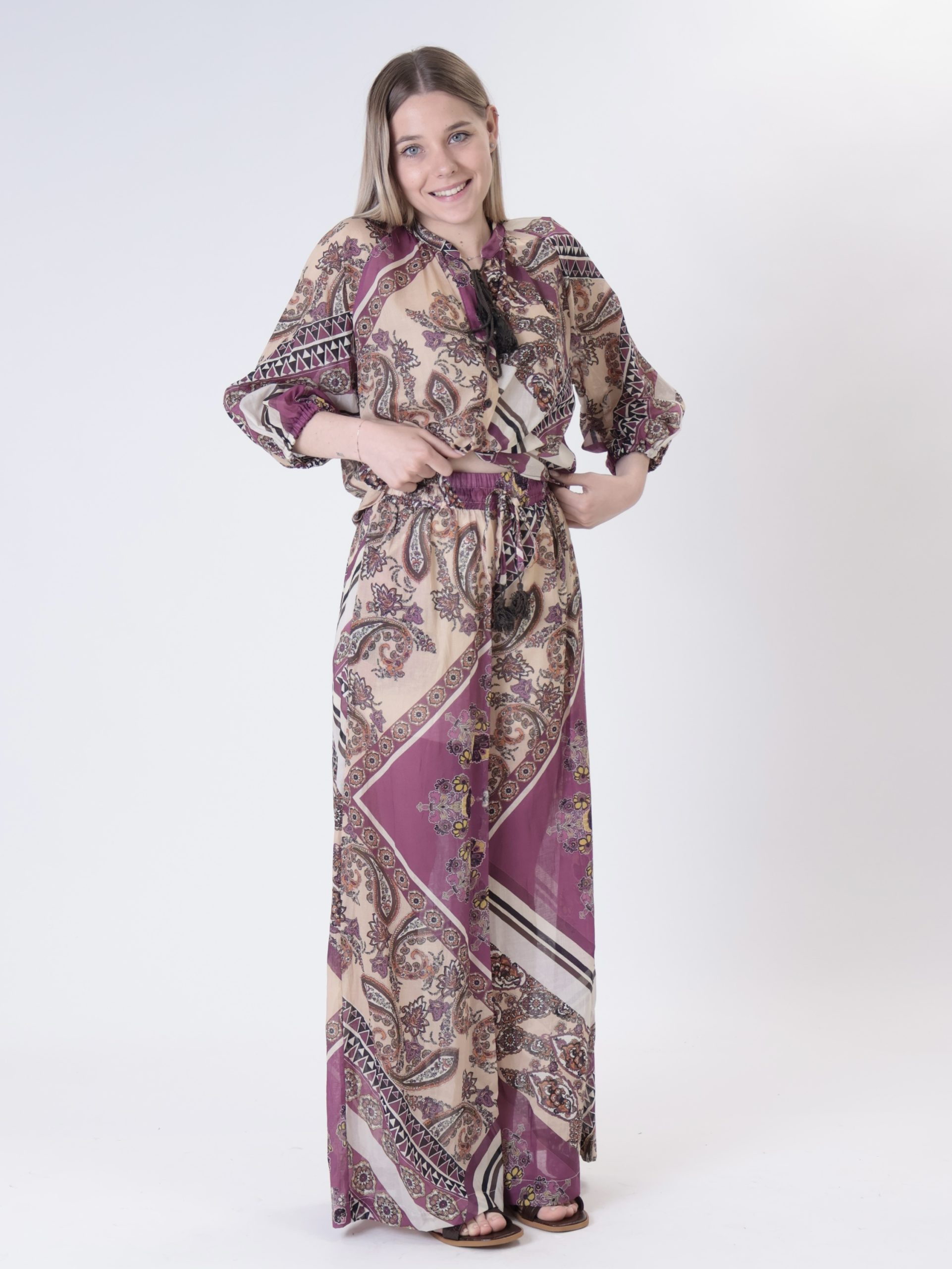 Pantalone fantasia vino