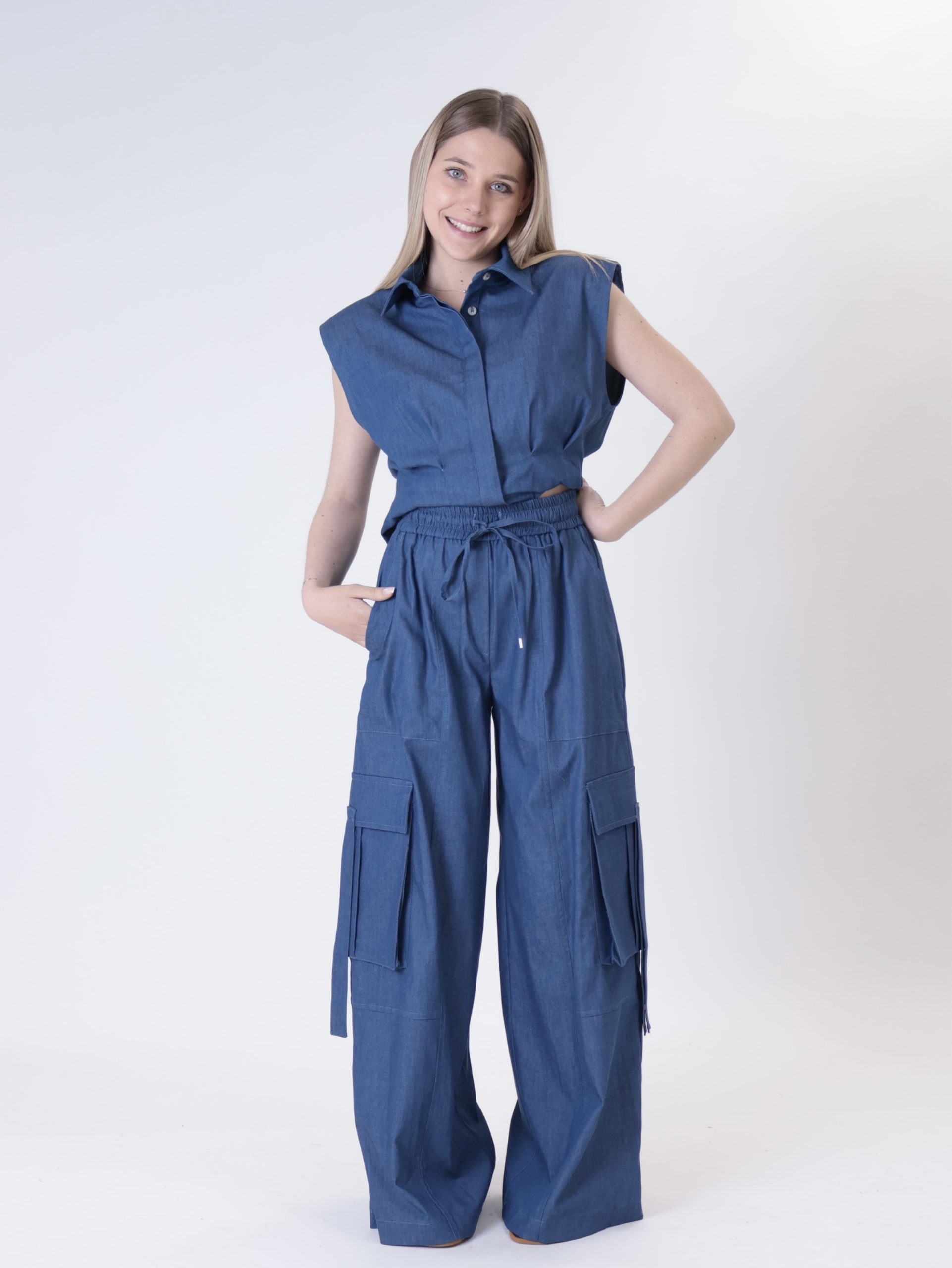 Pantalone cargo chambray PREORDINE 18/05