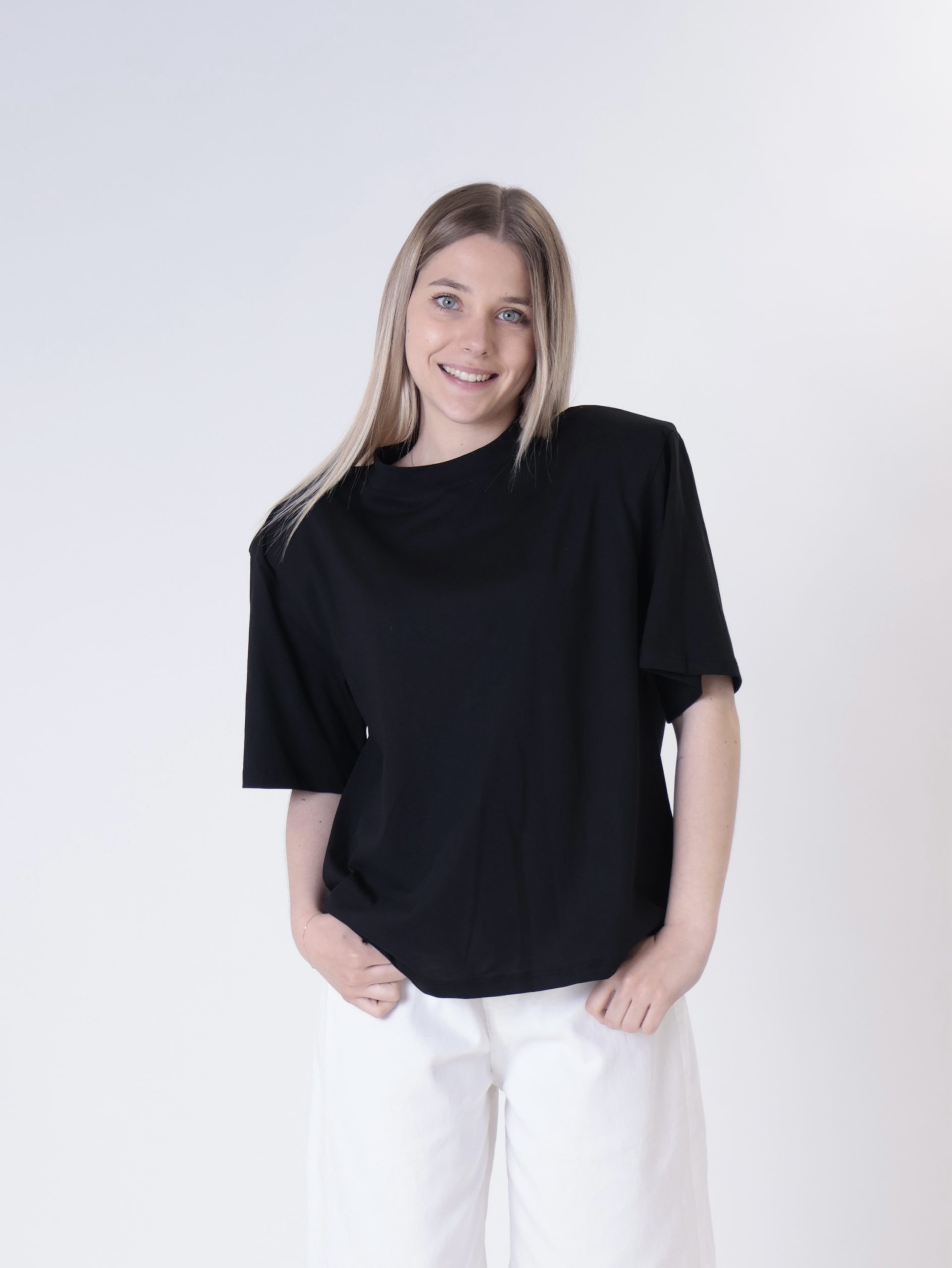 T-shirt spalla imbottita nero
