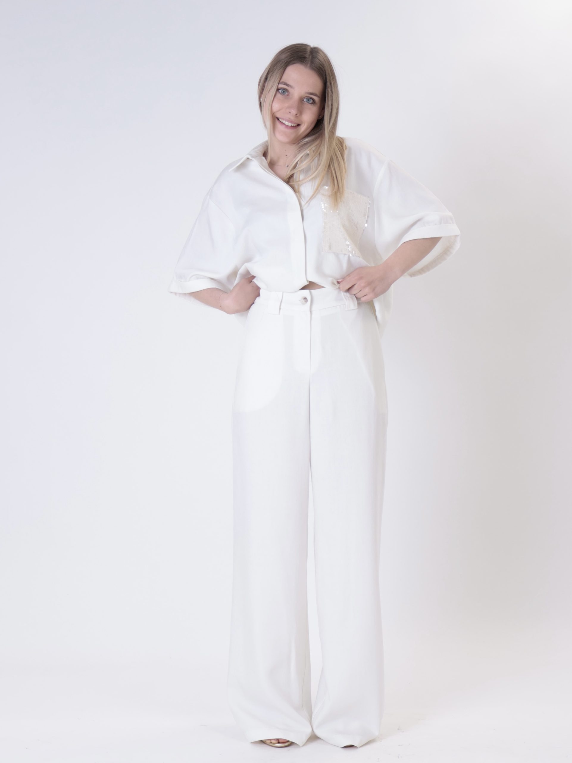 Pantalone tencel bianco