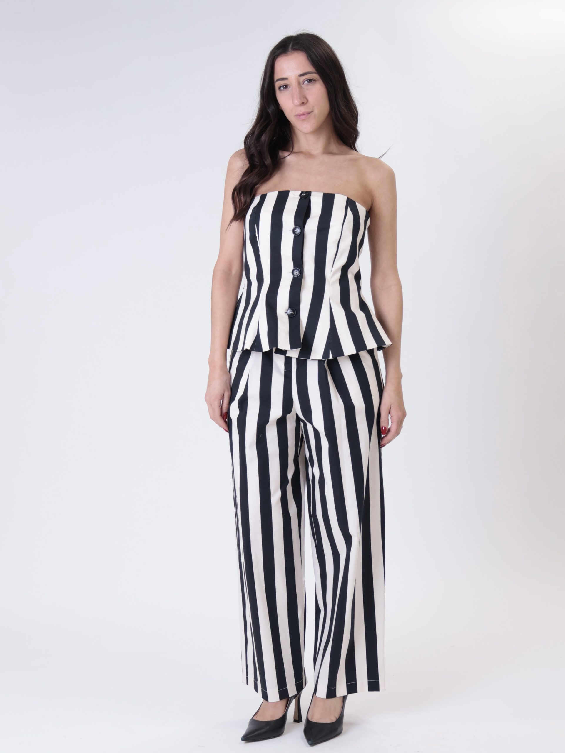 Top fascia riga lady bianco/nero