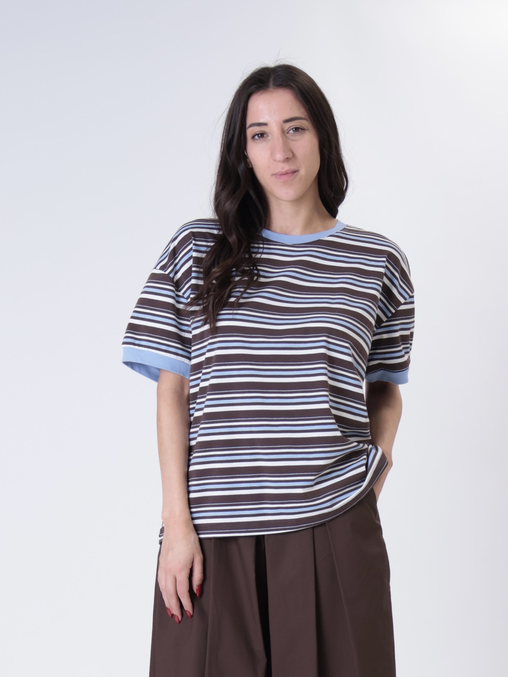 T-shirt m/m riga moro/celeste