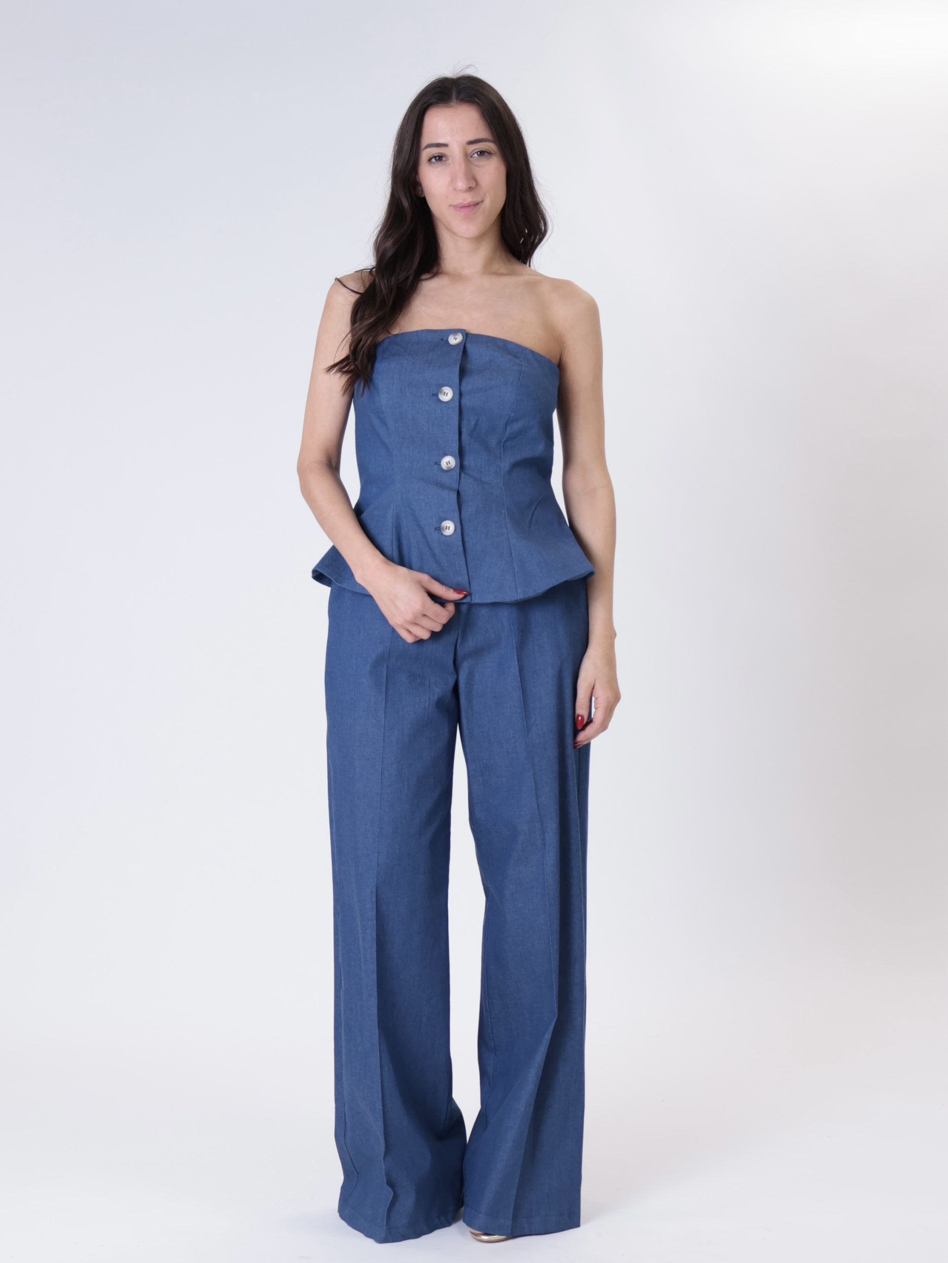 Top fascia bottoni chambray