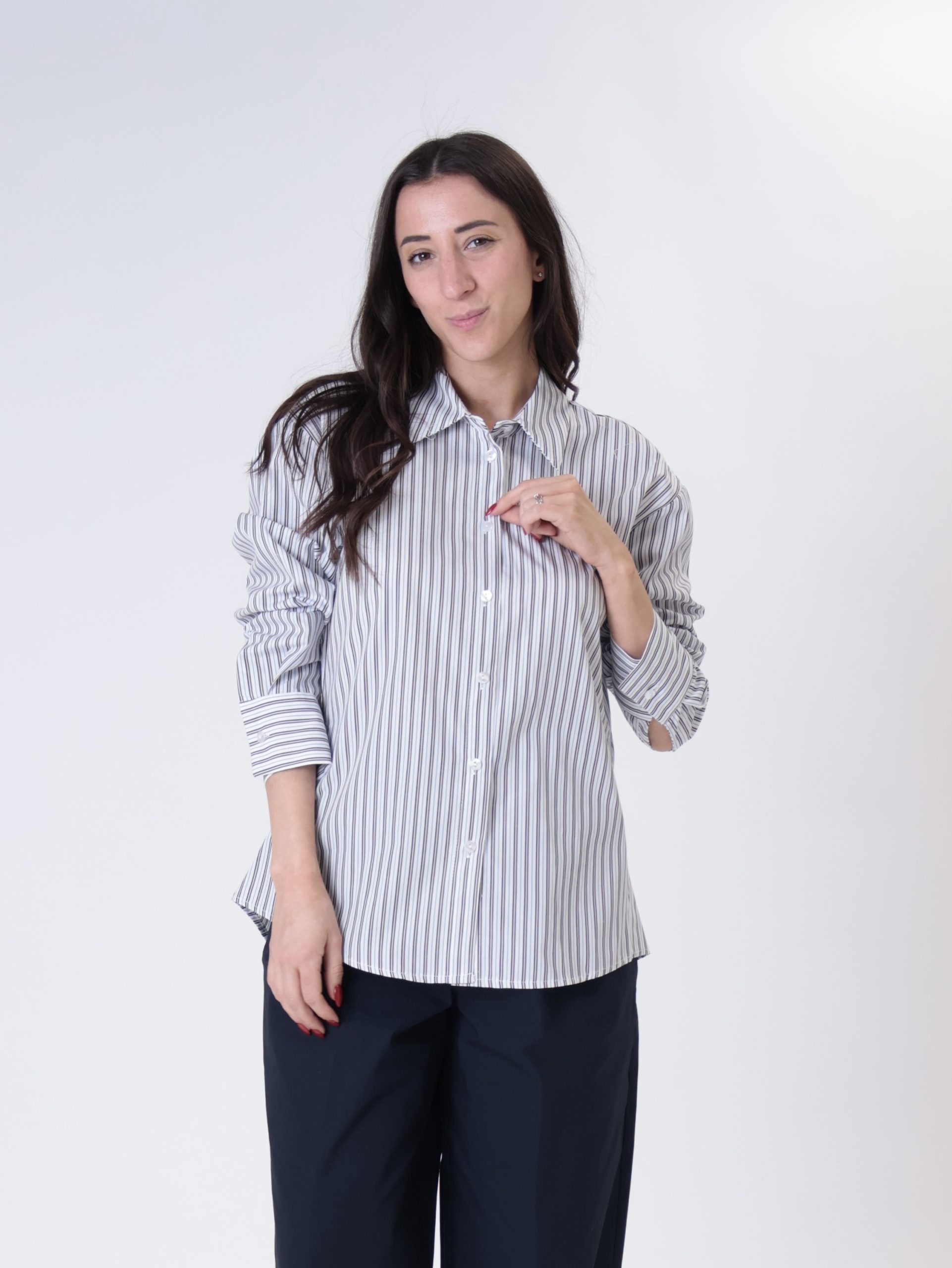 Camicia riga bianco/moro