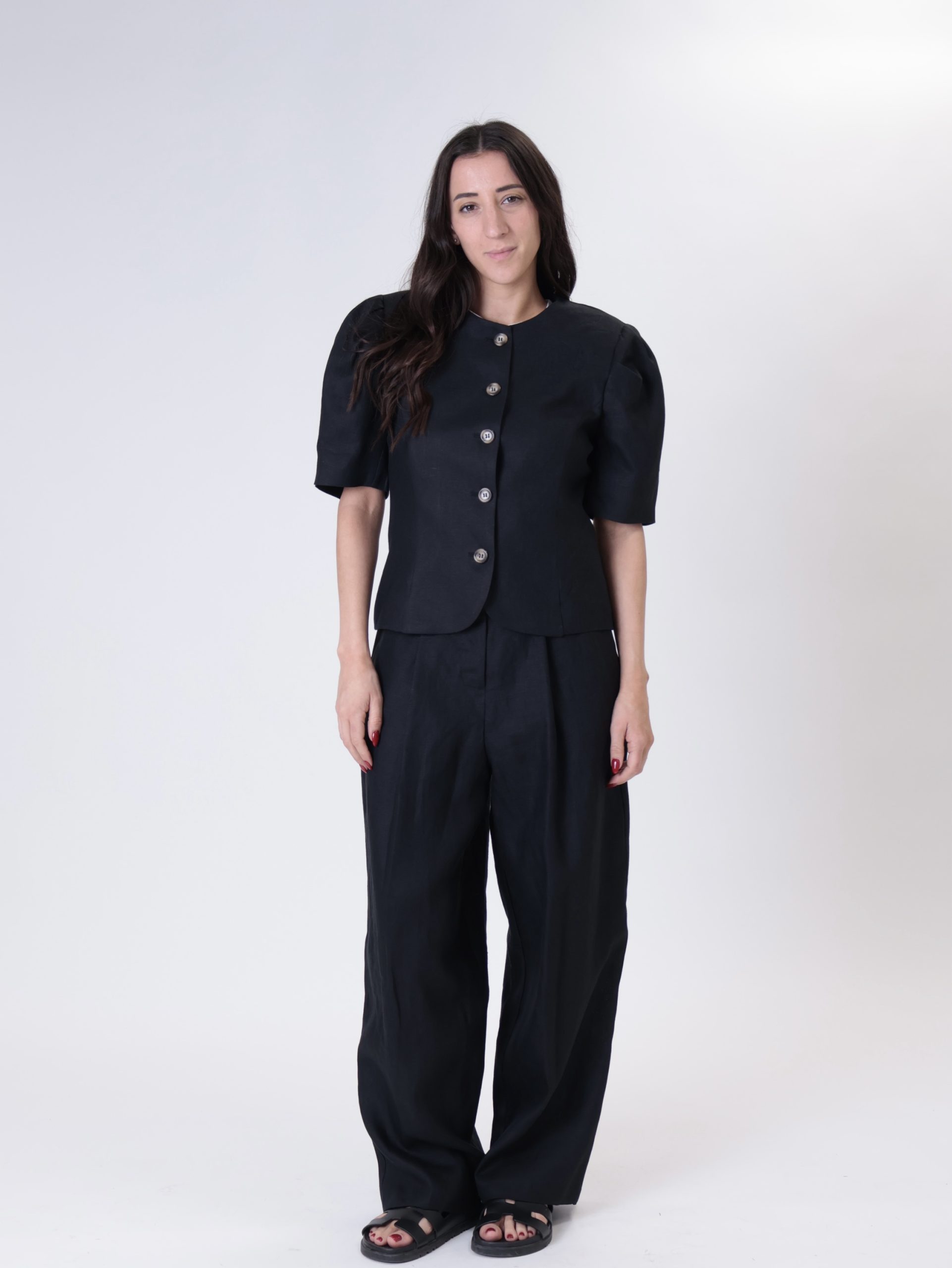 Giacca Lady sbuffo nero 100% lino